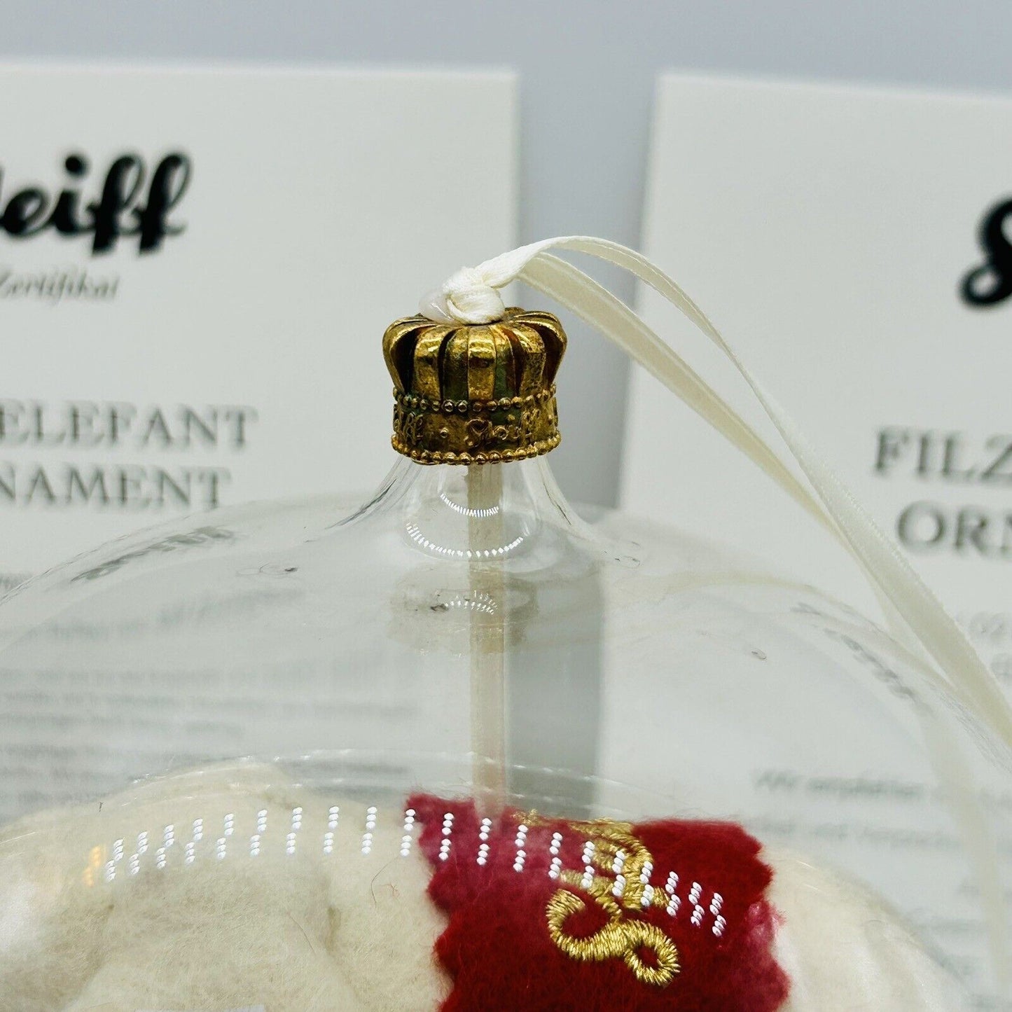 Steiff 021347 Ornament Filzelefant in Glaskugel limitiert 500 aus 2015 8 cm
