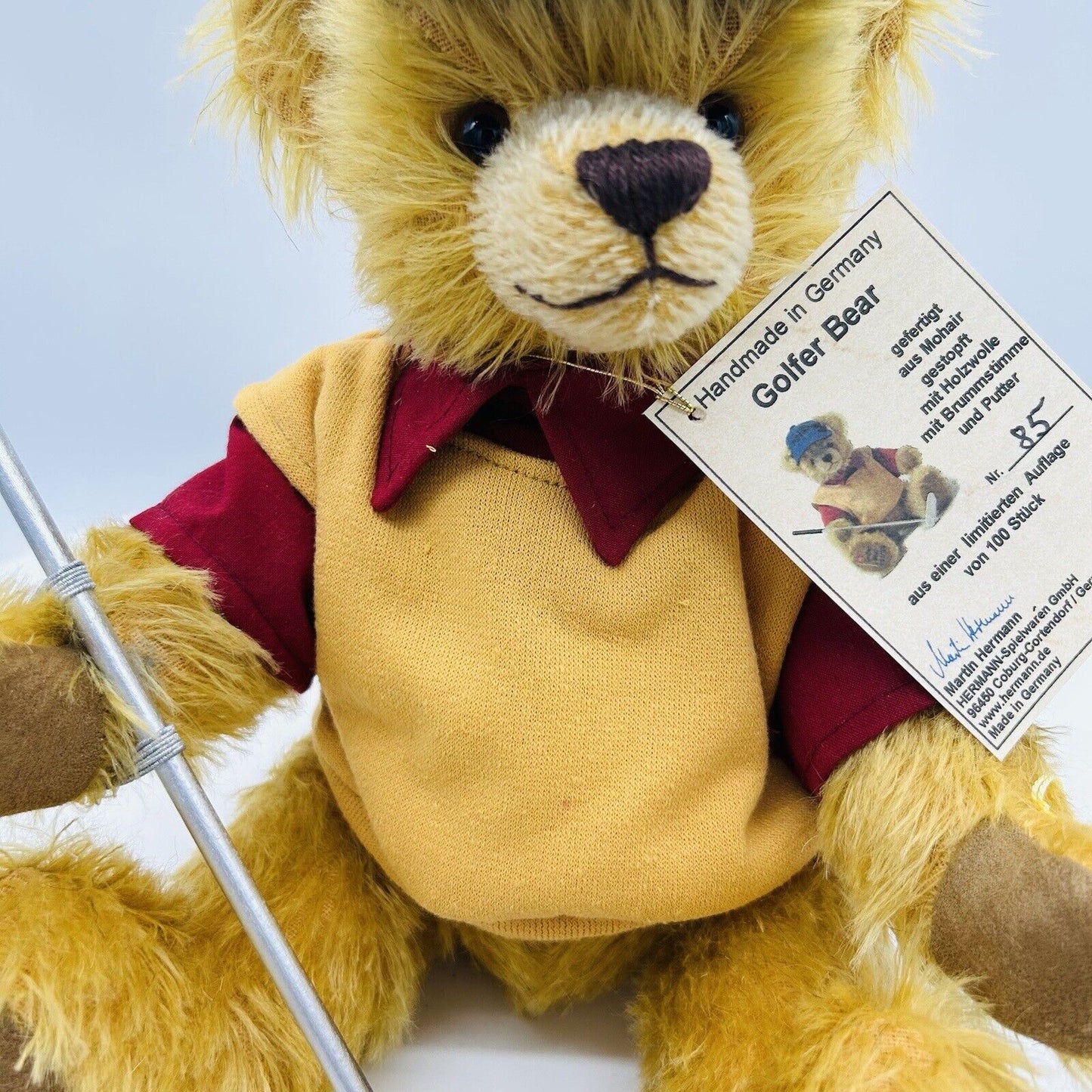 Hermann Coburg Teddybär Golfer limitiert 100 36 cm Mohair