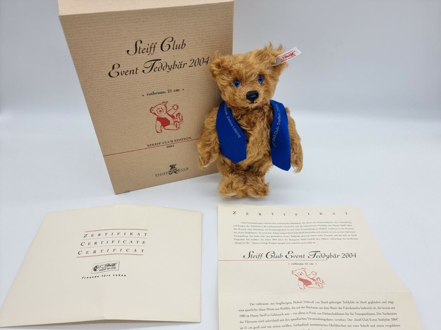 Steiff Club Event Teddybär 2004 rotbraun 21 cm 420443 Zertifikat OVP limitiert