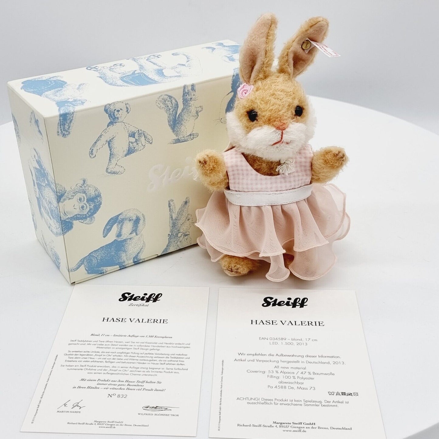 Steiff 034589 Hase Valerie limitiert 1500 aus 2013 17 cm Alpaca
