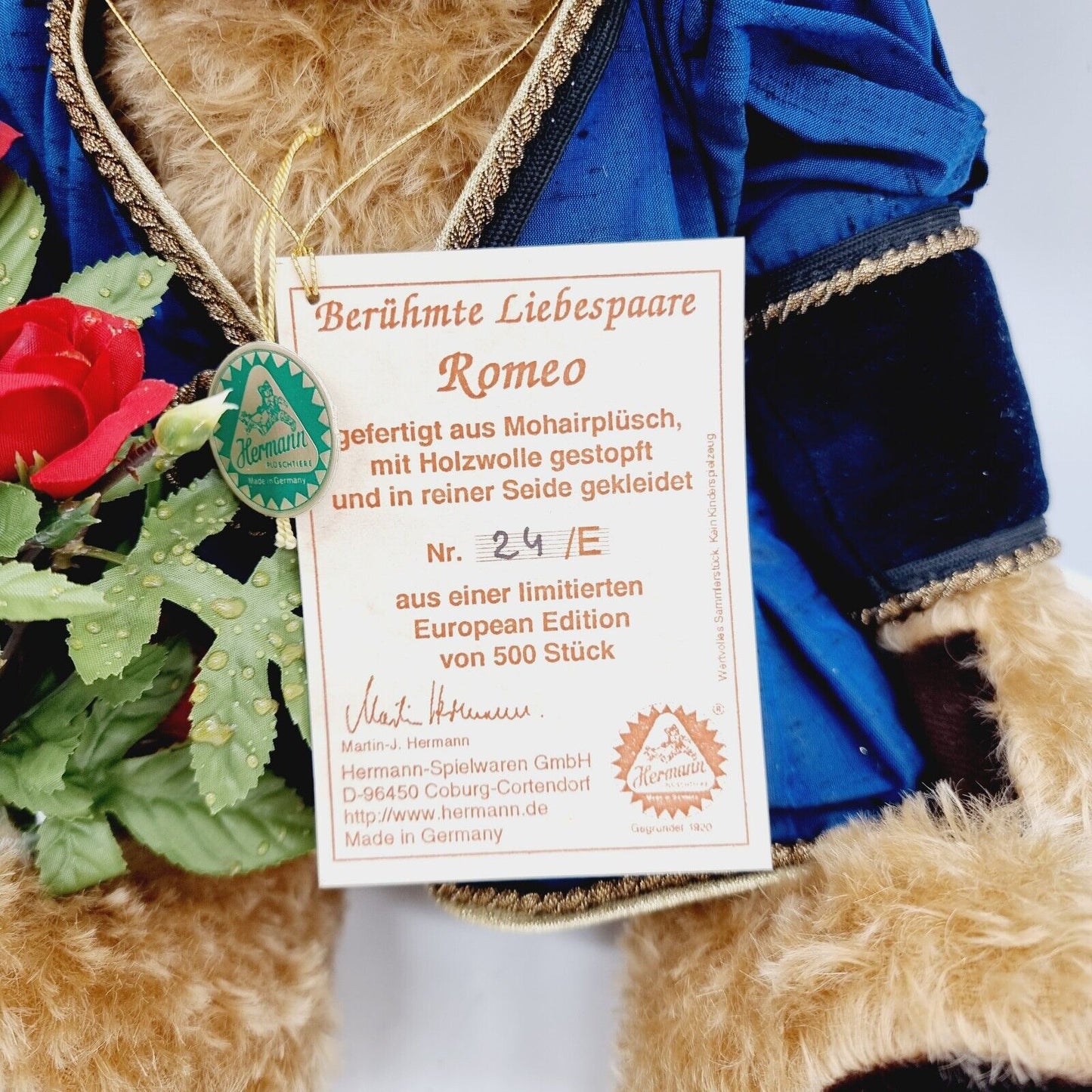 Hermann Coburg 19121-4 Romeo Teddybär 40 cm limitiert berühmte Liebespaare