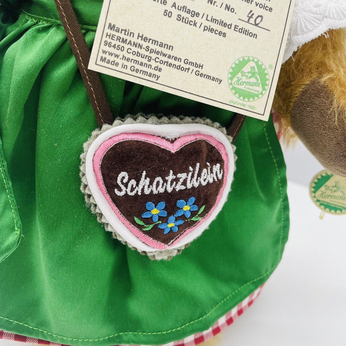 Hermann Coburg Teddybär Oktoberfest Trachten-Rosi mit Dirndl limitiert 50 35cm
