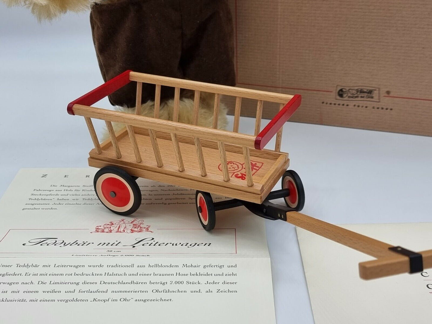 Steiff Teddybär mit Leiterwagen 30 cm 671166 limitiert Zertifikat OVP Sammler