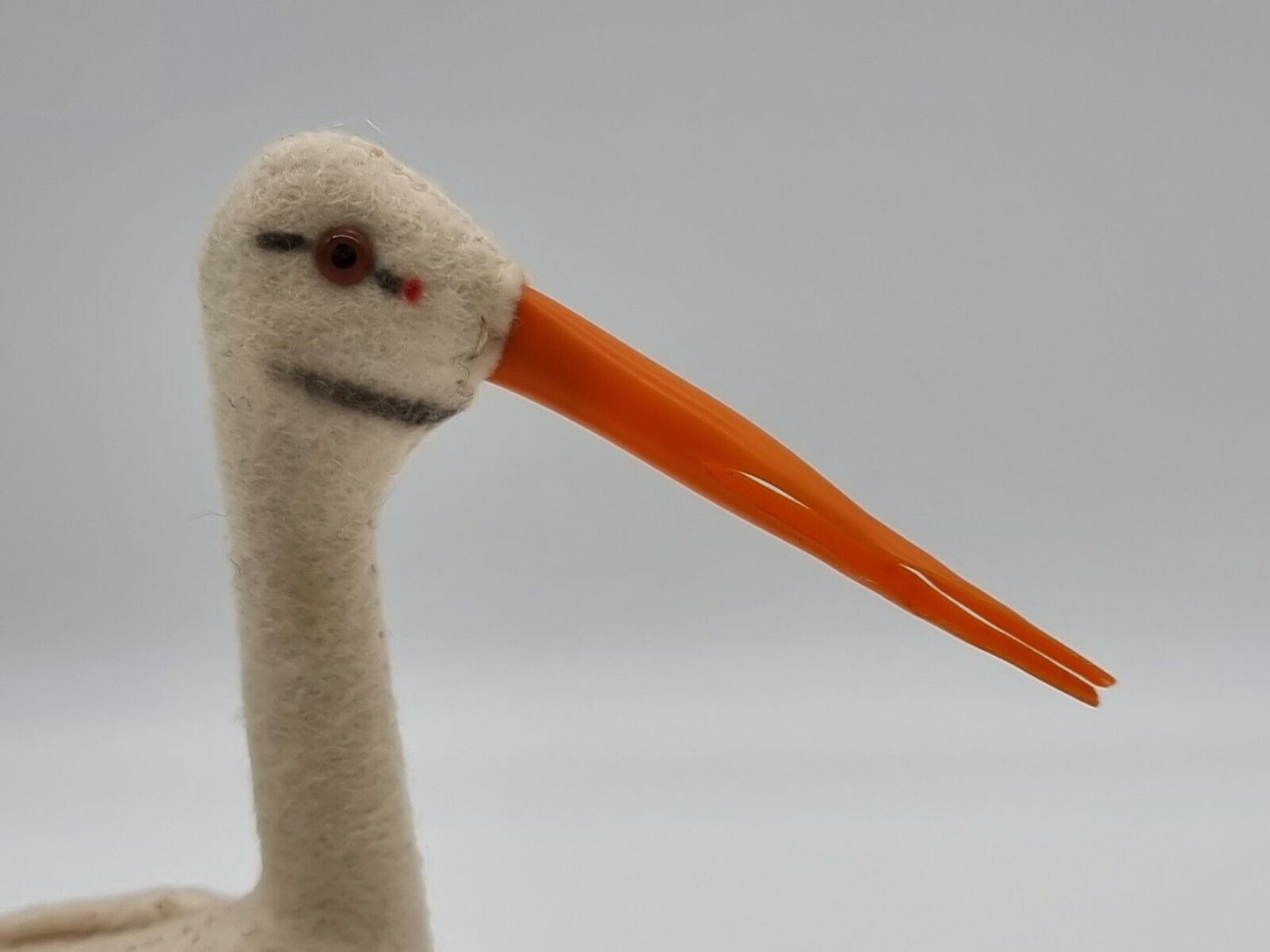 Steiff Storch Adebar 1961 - 1967 Tier Filz 17 cm 1017,00 Knopf Fahne Schild KFS