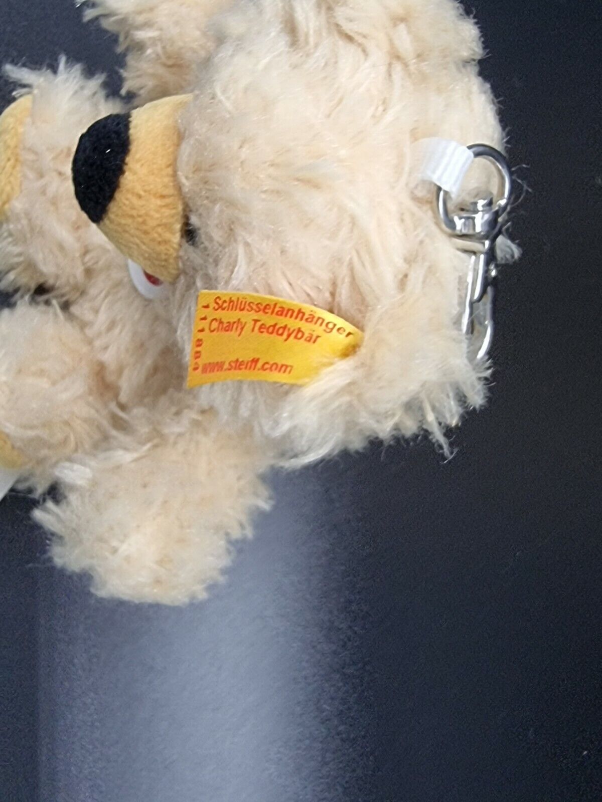 STEIFF Teddybär Schlüsselanhänger Plüsch Charly 12 cm NEU Herz KFS Knopf im Ohr