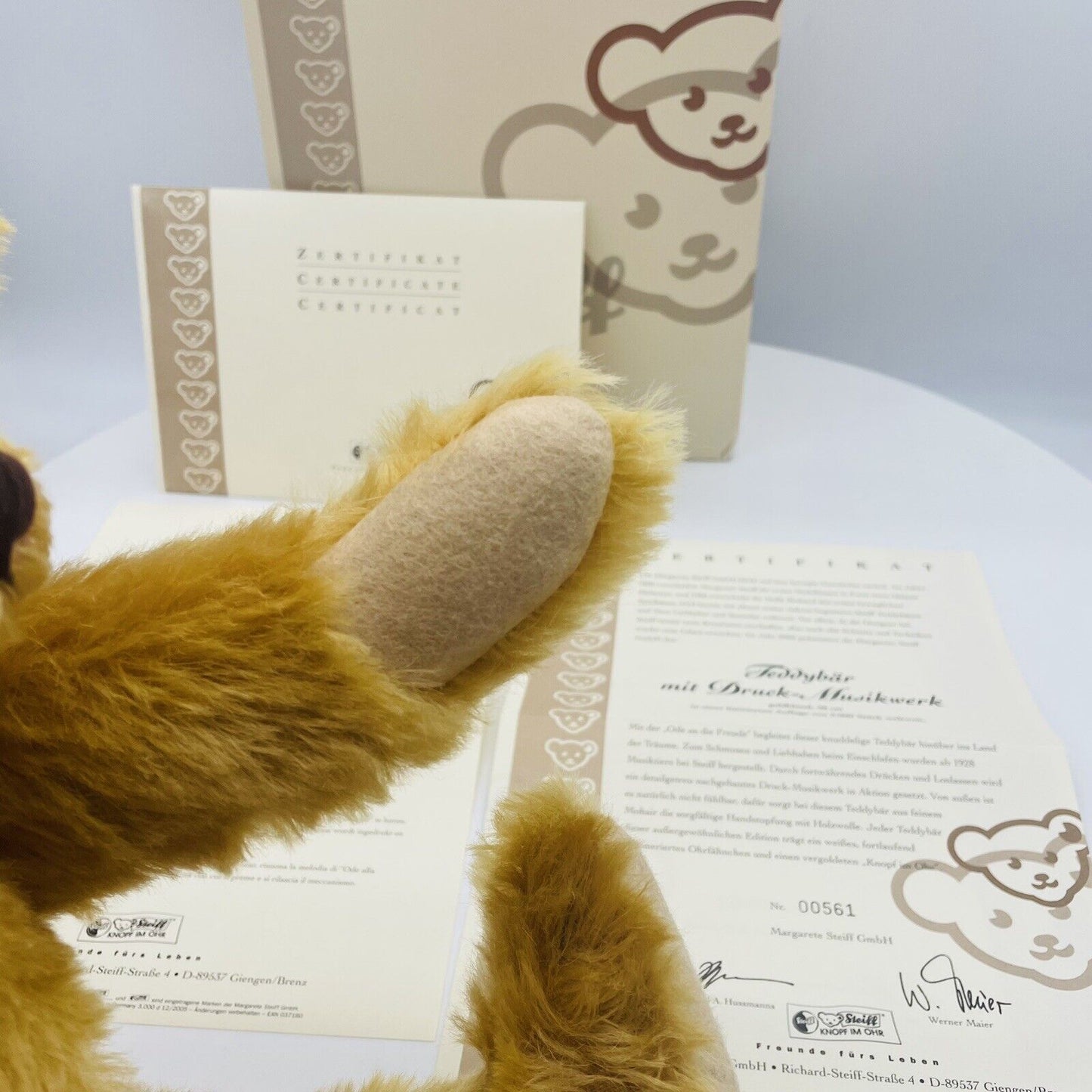 Steiff Teddybär mit Druck-Musikwerk 037160 limitiert 3000 38cm Mohair