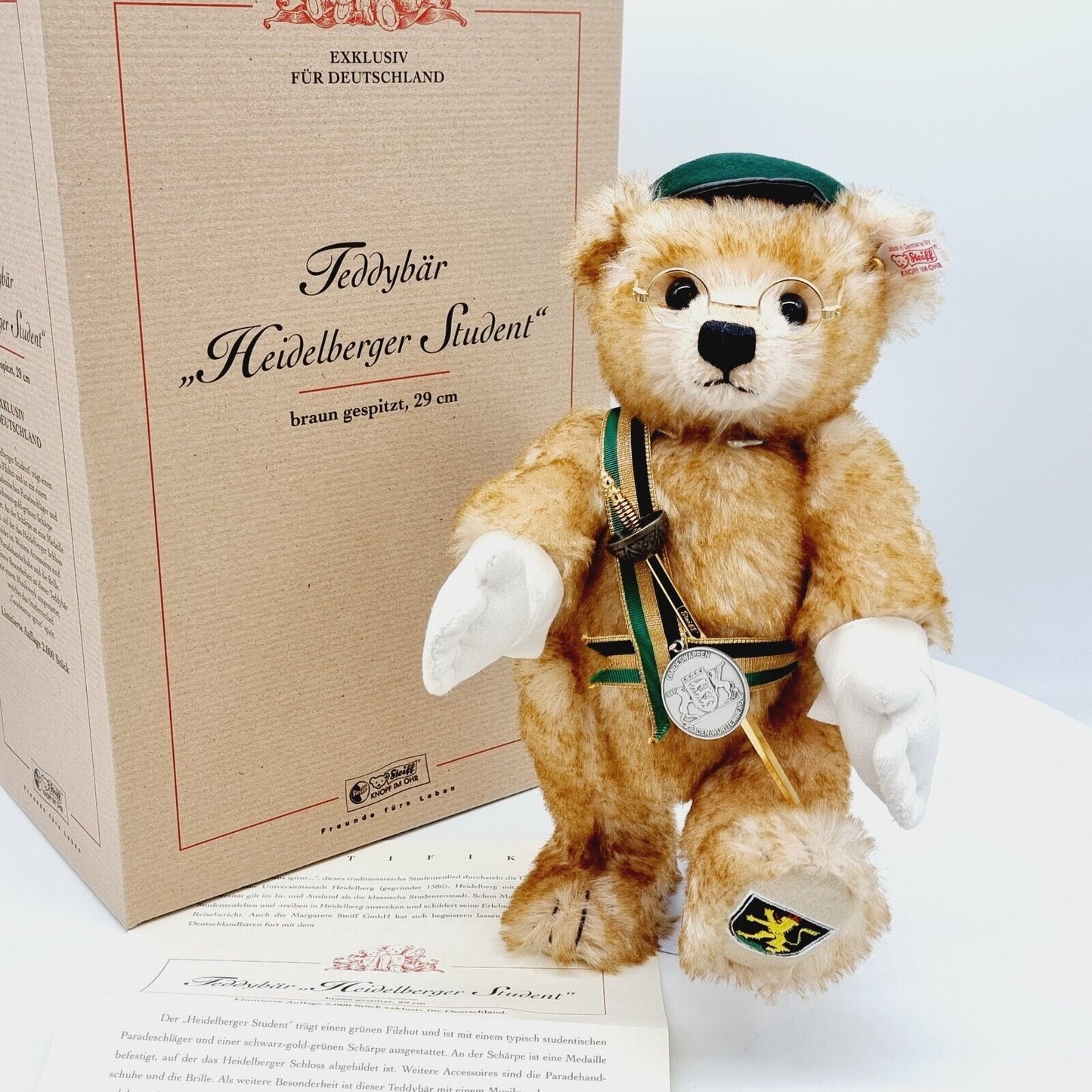 Steiff 671265 Teddybär Heidelberger Student limitiert 2000 aus 2002 Mohair