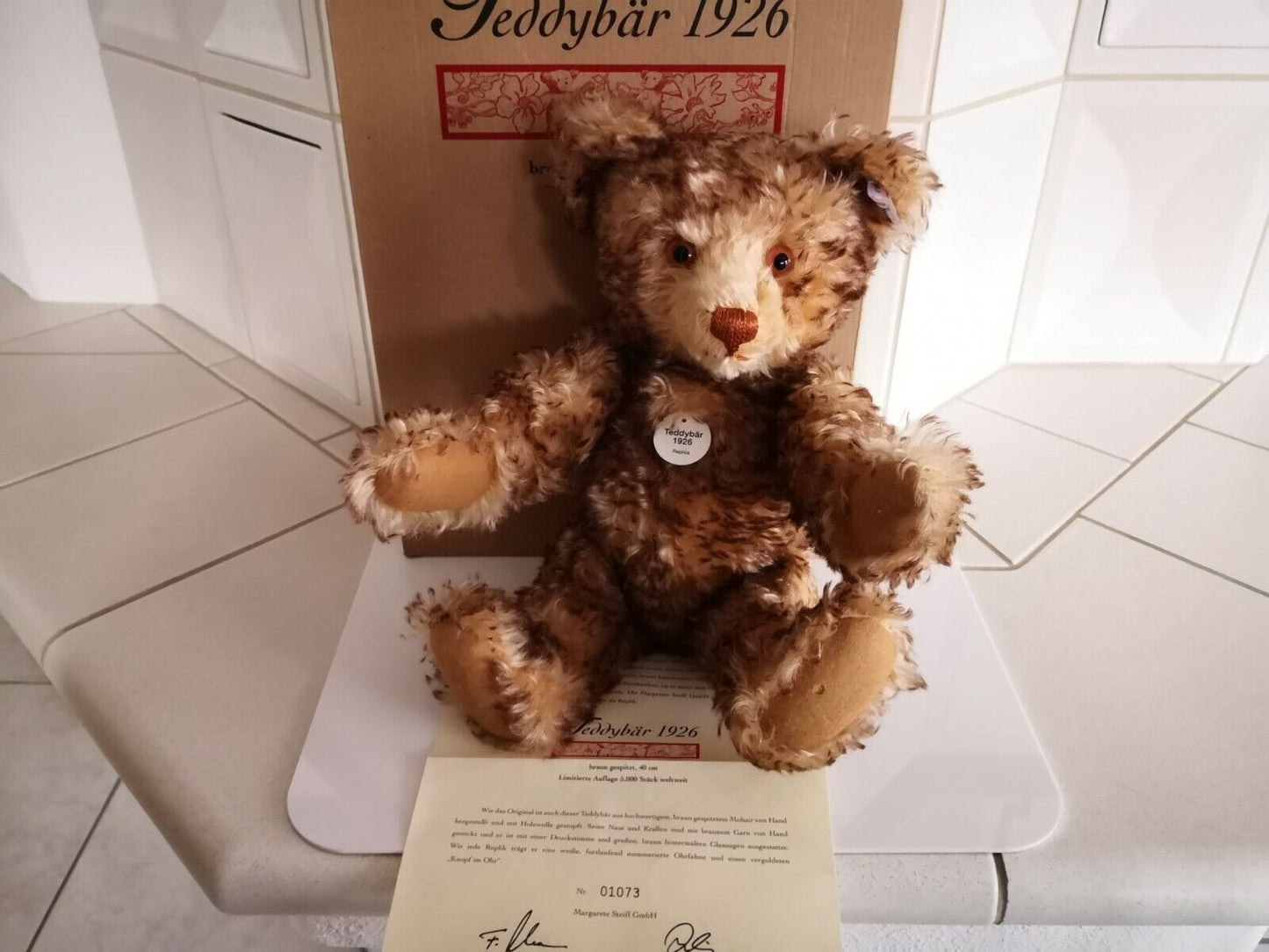 Steiff Teddybär 1926 braun gespitzt, 40 cm, Replik, 407246, limitierte Auflage