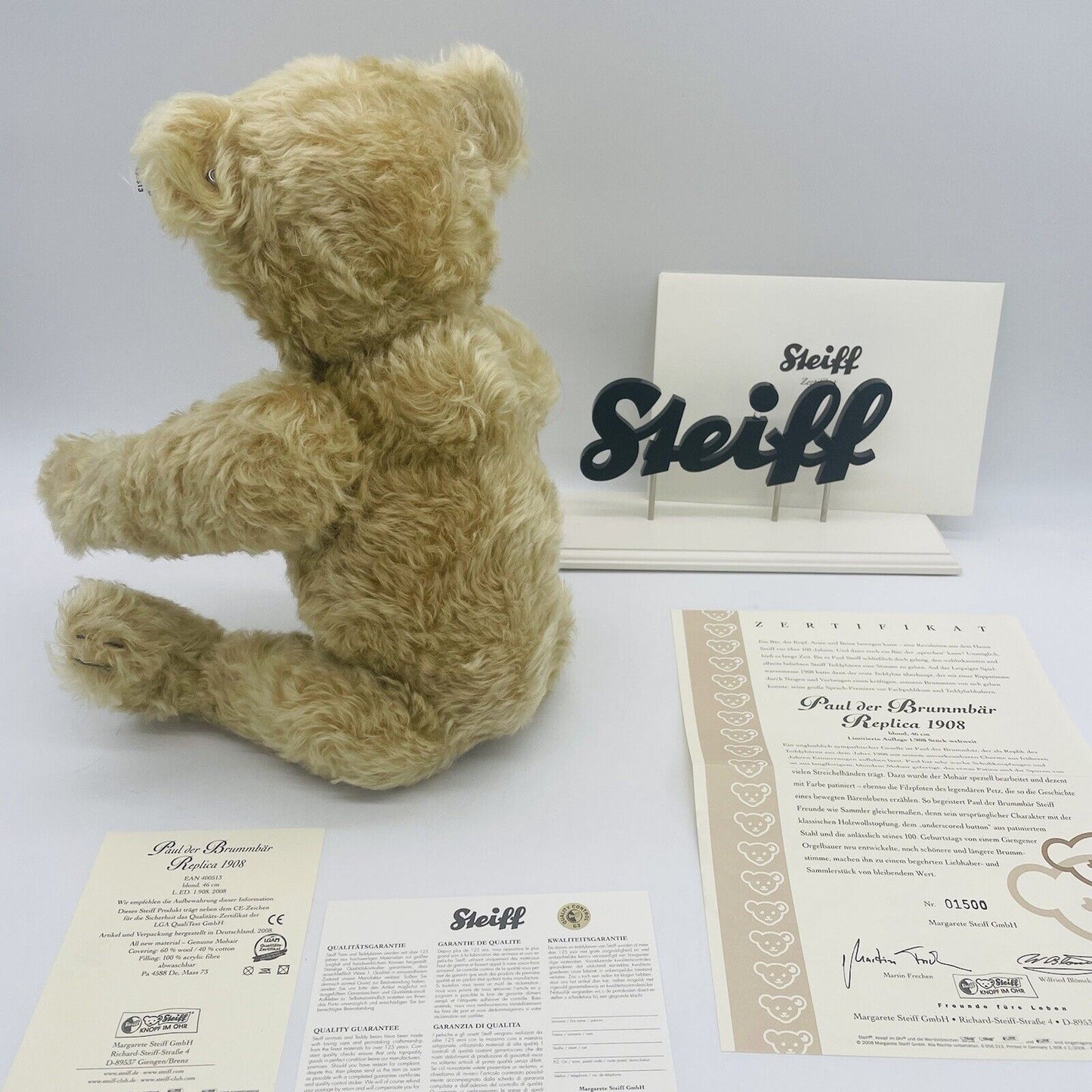 Steiff Teddybär Paul der Brummbär Replica 1908 400513 limitiert 1908 46cm