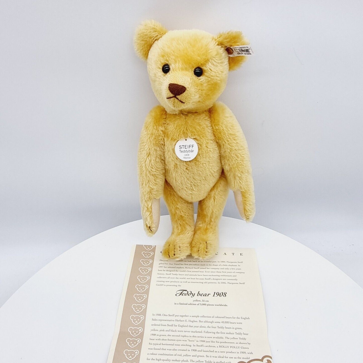 Steiff 406751 Teddybär 1908 gelb 35 cm limitiert 3000 Exemplare Jahr 2006