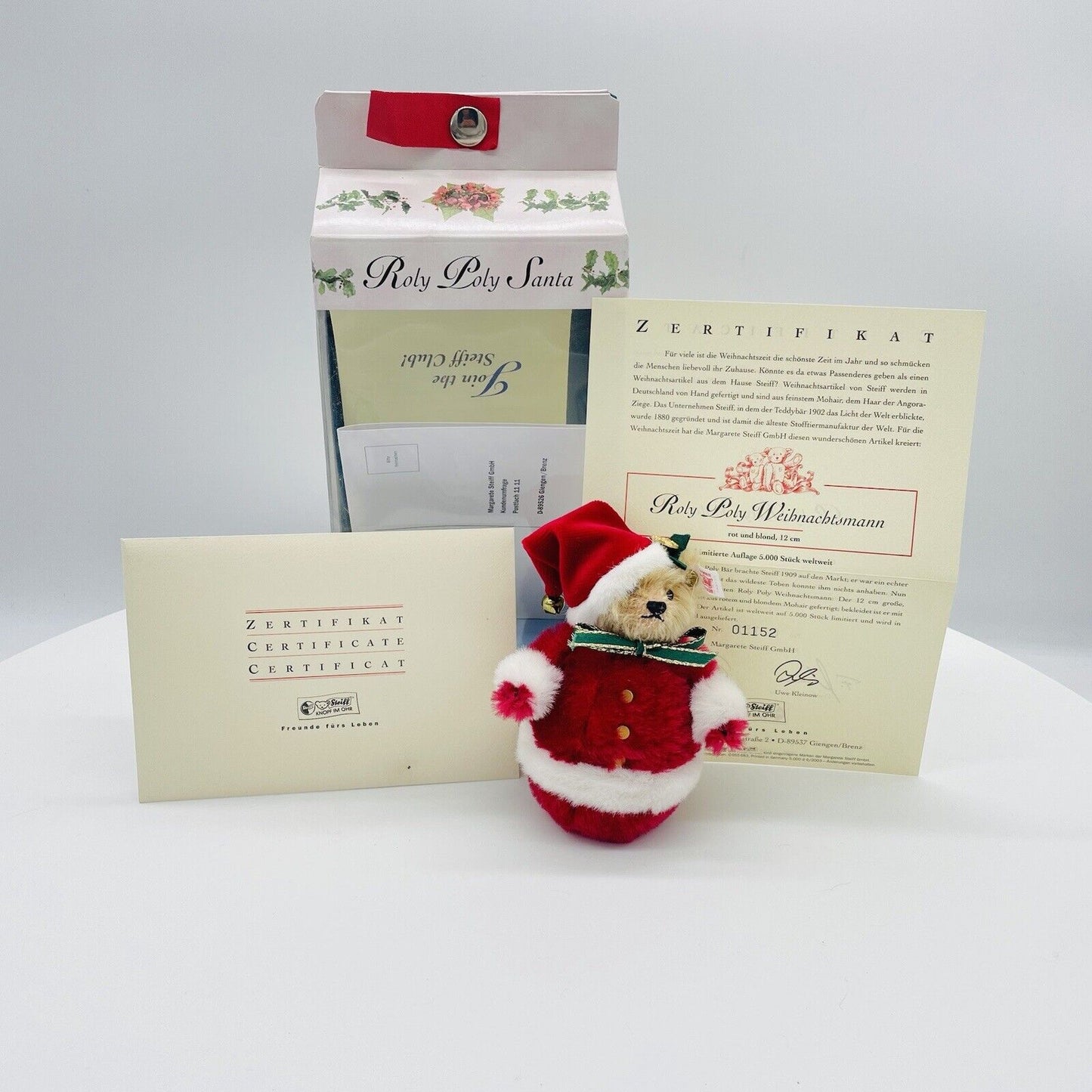 Steiff Weihnachtsmann Roly Poly Santa 037894 North America 12cm