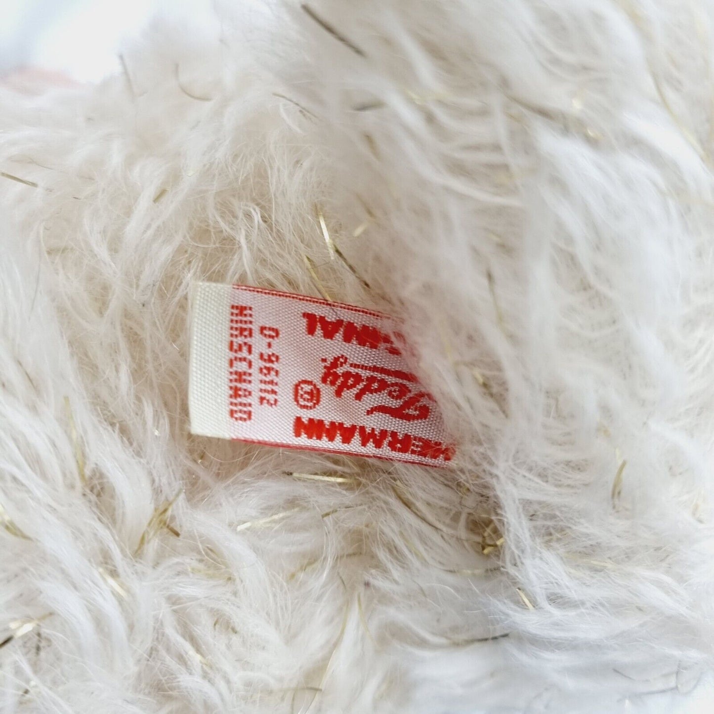 Teddy Hermann Weihnachtsteddybär mit Aufziehspielwerk weiß-gold 34 cm