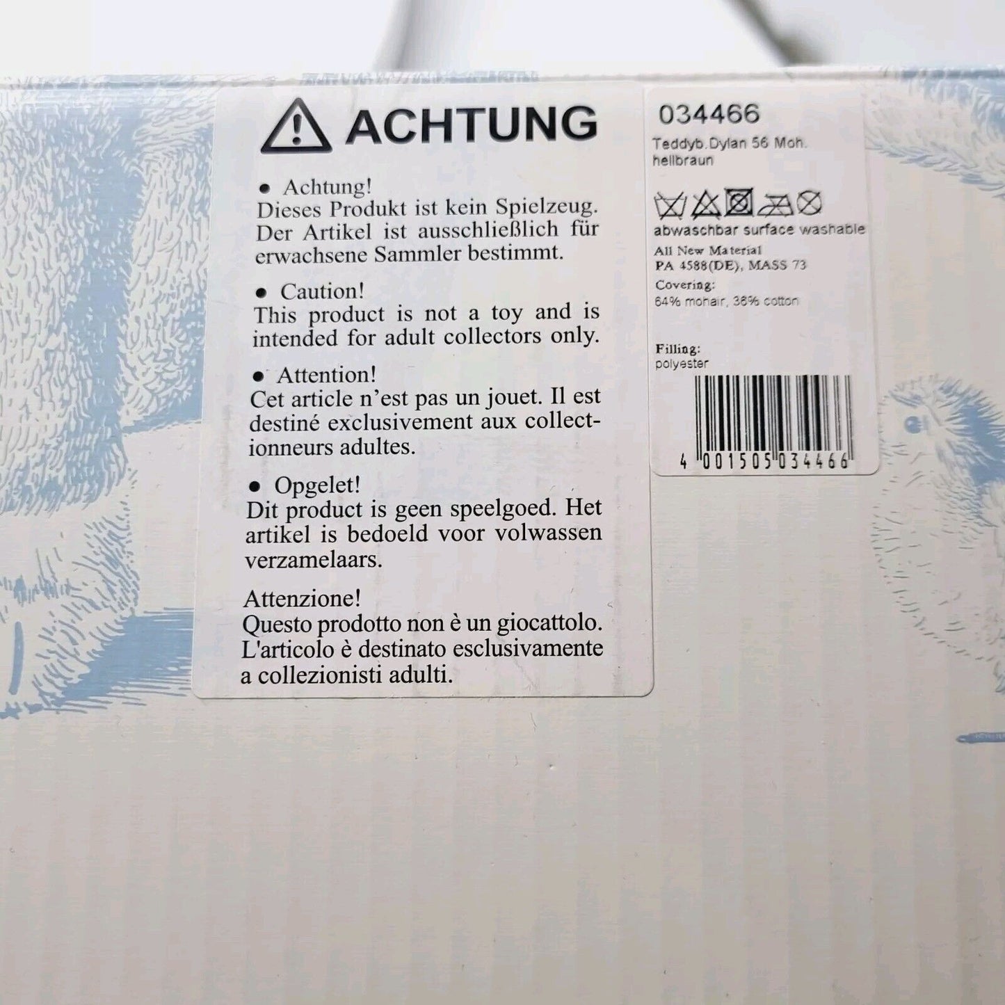 Steiff 034466 Teddybär Dylan limitiert 1000 aus 2014 56 cm Mohair
