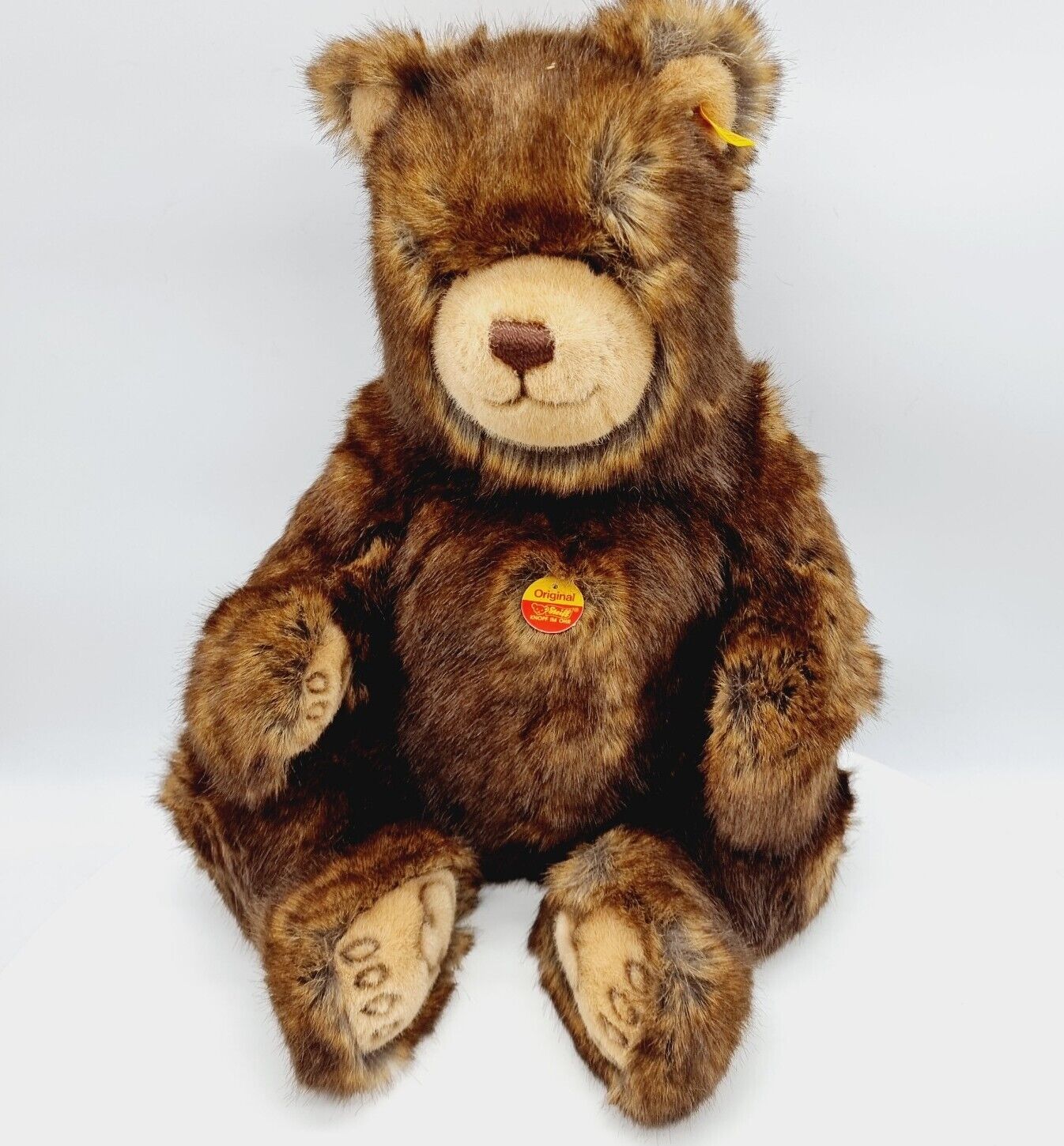 Steiff Teddybär Original 069529 braun meliert 44 cm sitzend aufwändige Tatzen