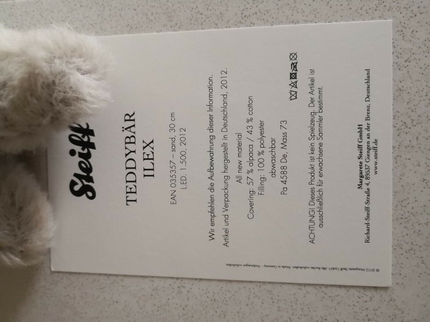 Steiff Teddybär Ilex 035357 inkl. Zertifikat 137 Alpaca Teddy Neu & Ovp
