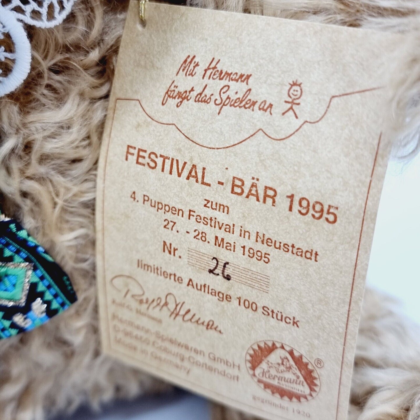 Hermann Coburg Festival- Bär 1995 zum 4. Puppen Festival in Neustadt limitiert