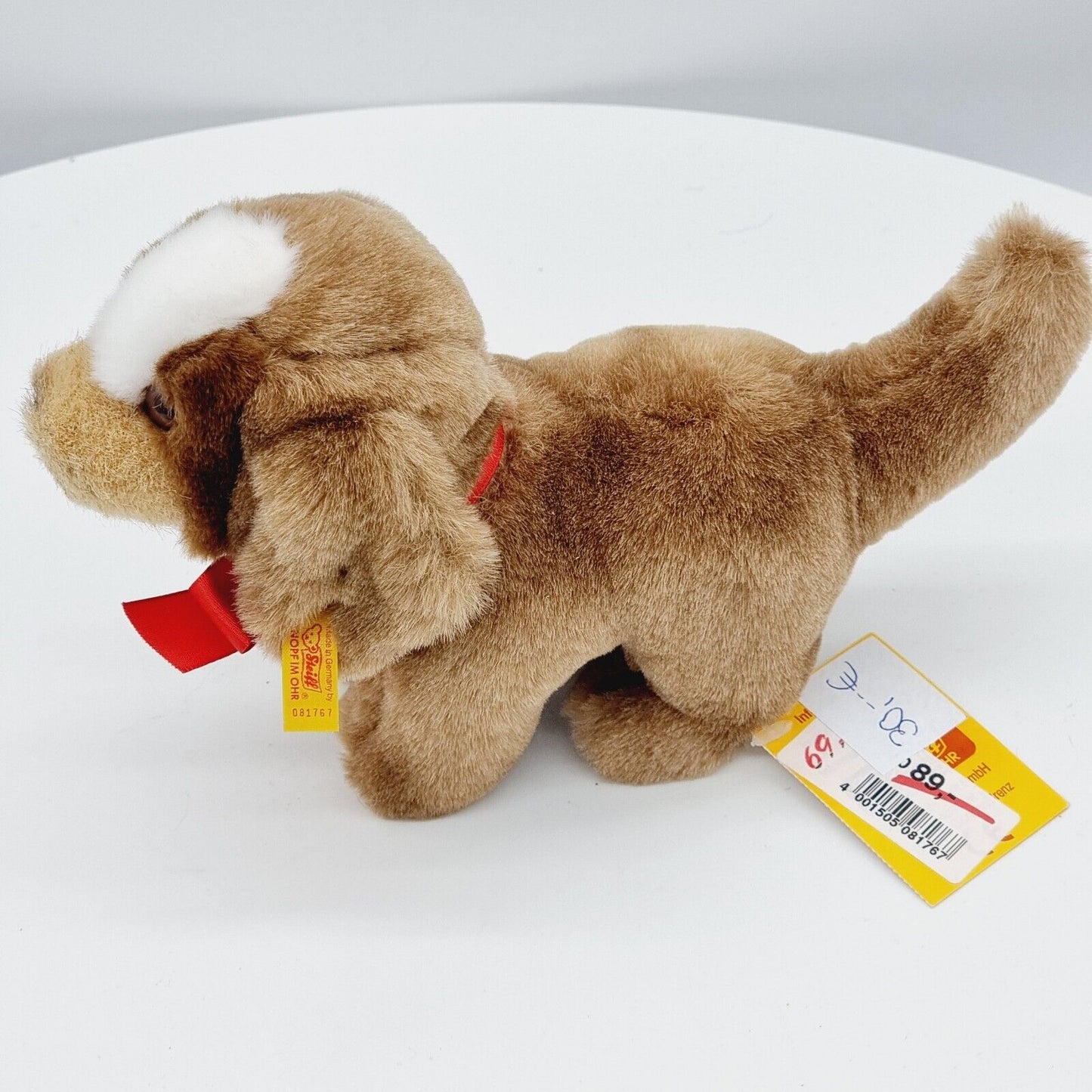 Steiff Hund Bernie 081767 16 cm braun mit roter Schleife