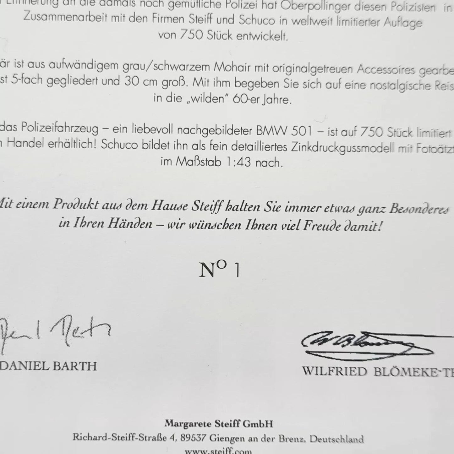 !Nr. 1! Steiff 673825 Isar 12 Teddybär 30 cm limitiert 750 Stadtpolizei München