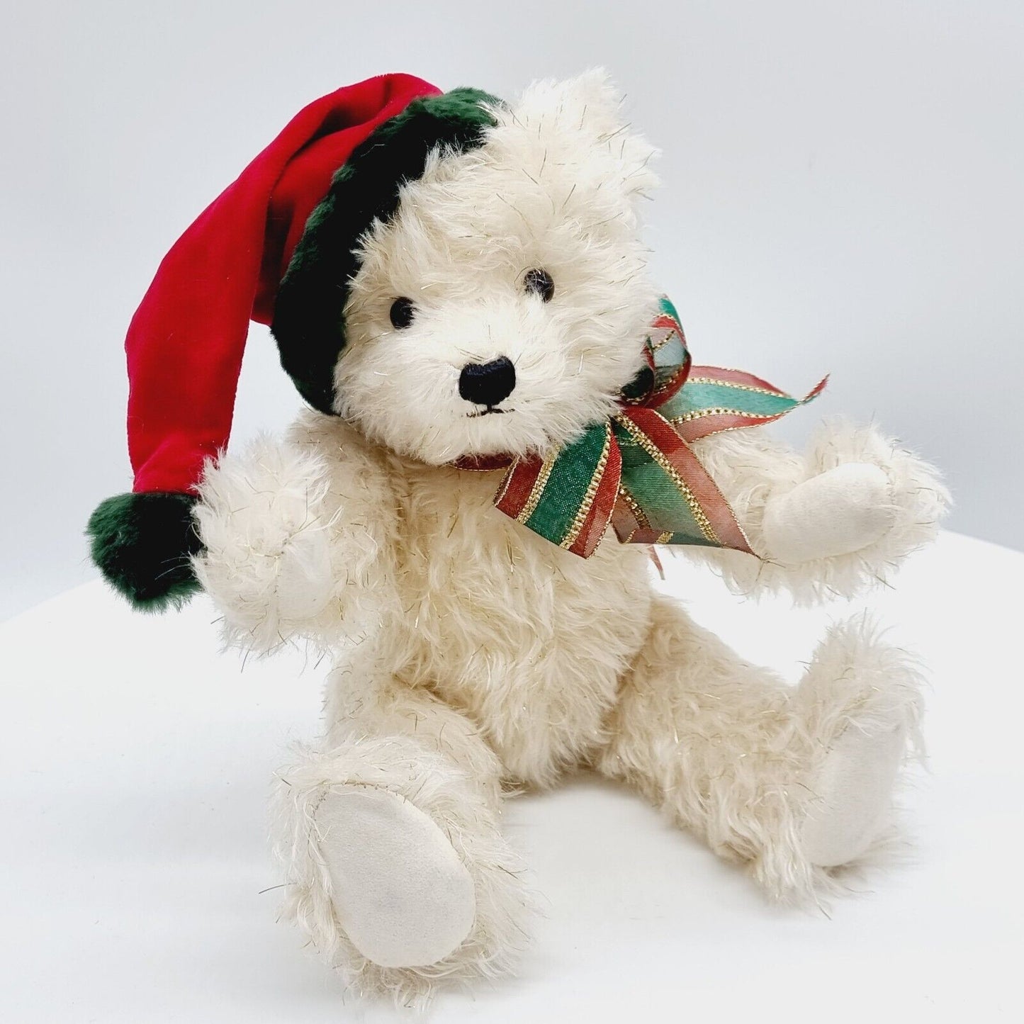 Teddy Hermann Weihnachtsteddybär mit Aufziehspielwerk weiß-gold 34 cm