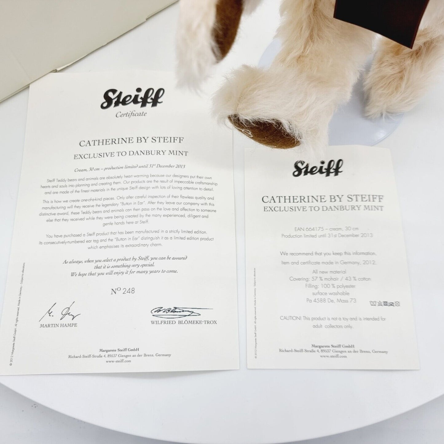 Steiff Danbury Mint 664175 Teddybär Catherine Jahreslimitierung 2013 30cm