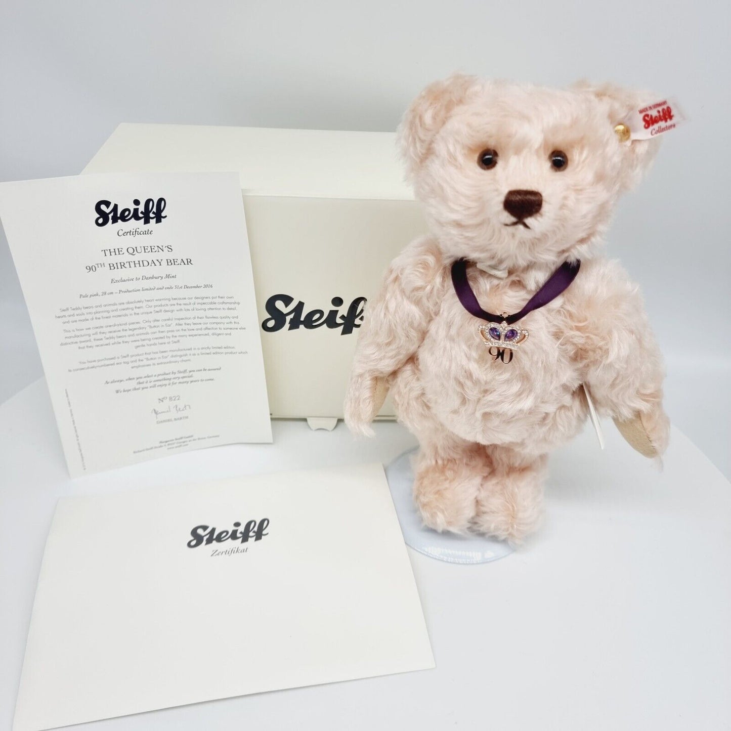 Steiff Teddybär Queen Elizabeth 90. Geburtstag 664984 limitiert 2016 28 cm