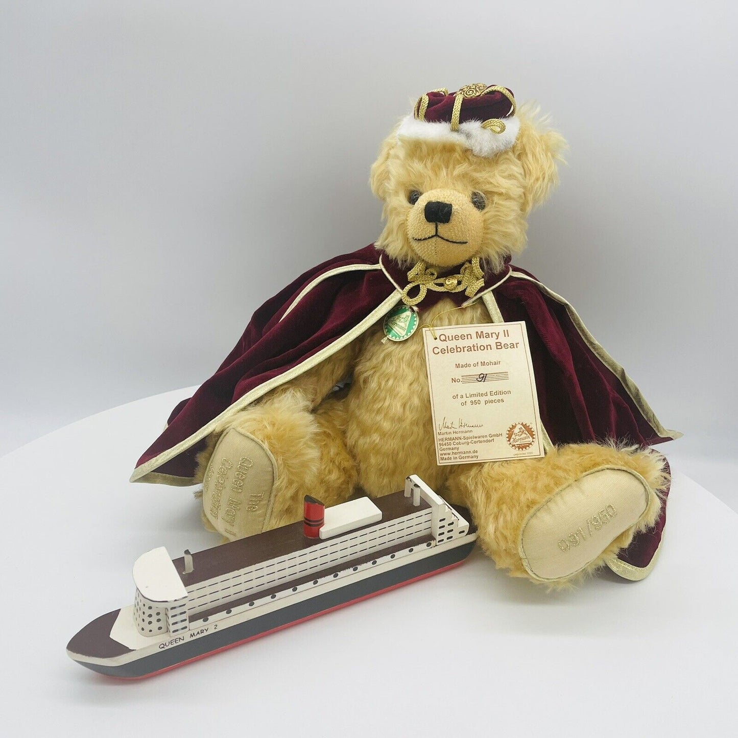 Hermann Coburg Teddybär Queen Mary II Celebration Bear limitiert 950 Mohair