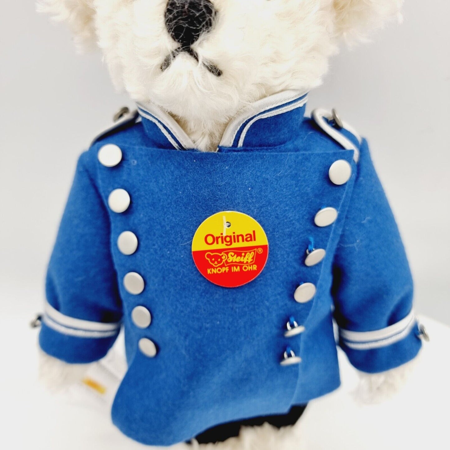 Steiff 655364 Teddybär Berliner Milieu 35 cm Mohair weiß Berliner Schutzmann