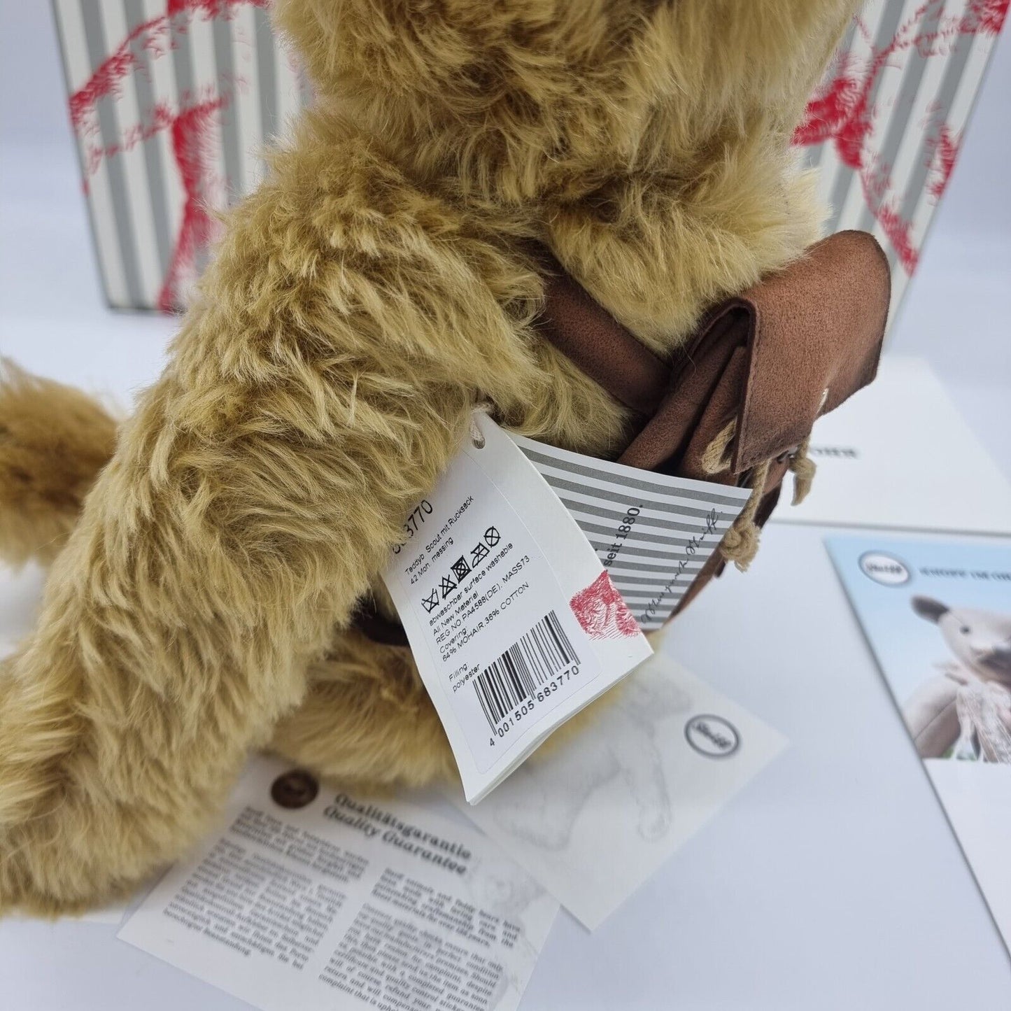 Steiff Scout the Backpack Bear 683770 42 cm Schulrucksack limitiert OVP