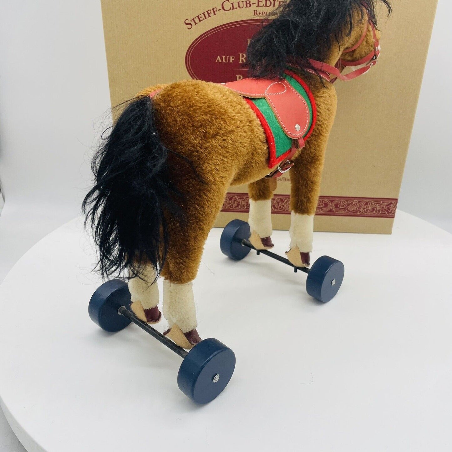 Steiff Pferd auf Rädern 420146 Club Edition 1998/1999 limitiert 35cm Mohair