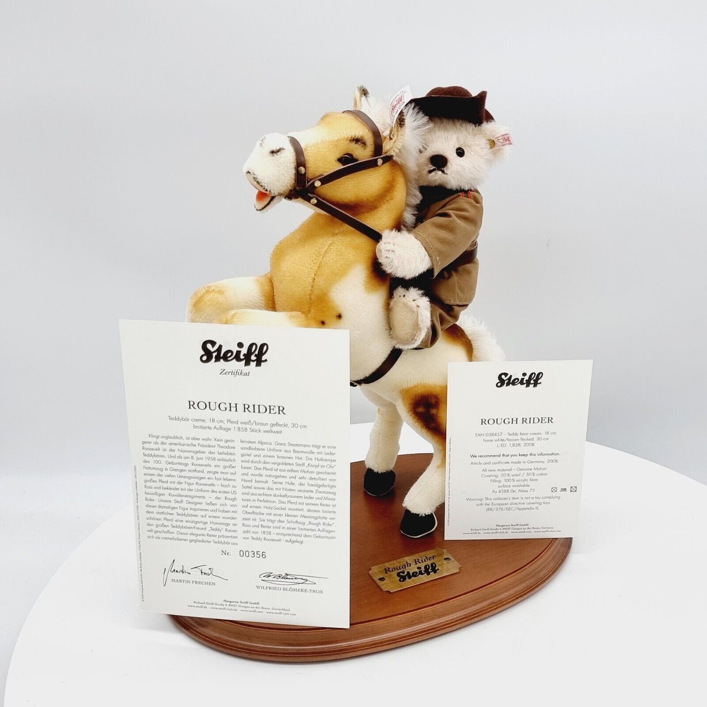 Steiff 038457 Rough Rider limitiert 1858 aus 2008 18 cm und 30 cm Mohair