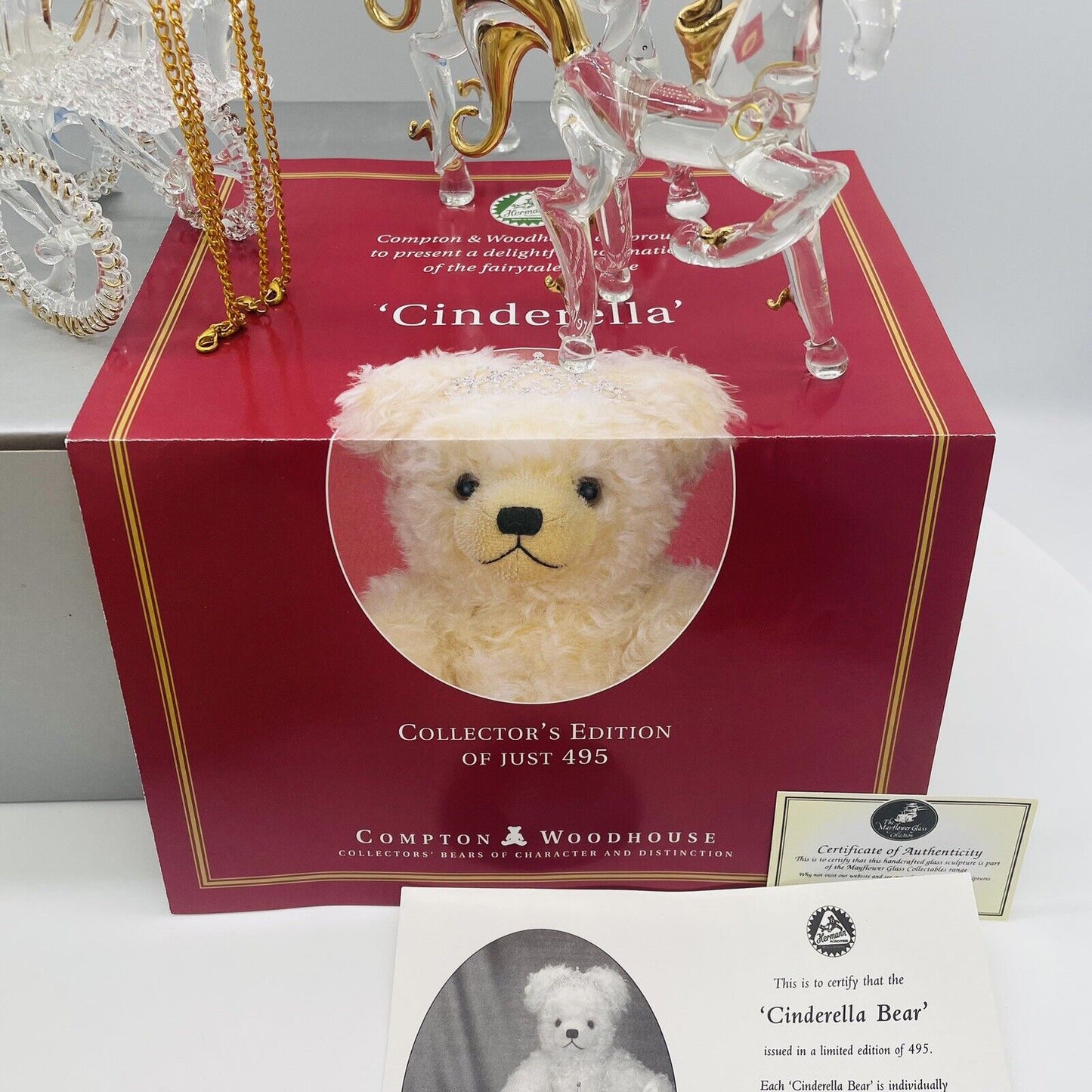 Hermann Coburg Teddybär Cinderella Aschenputtel mit Kristallkutsche lim. 495