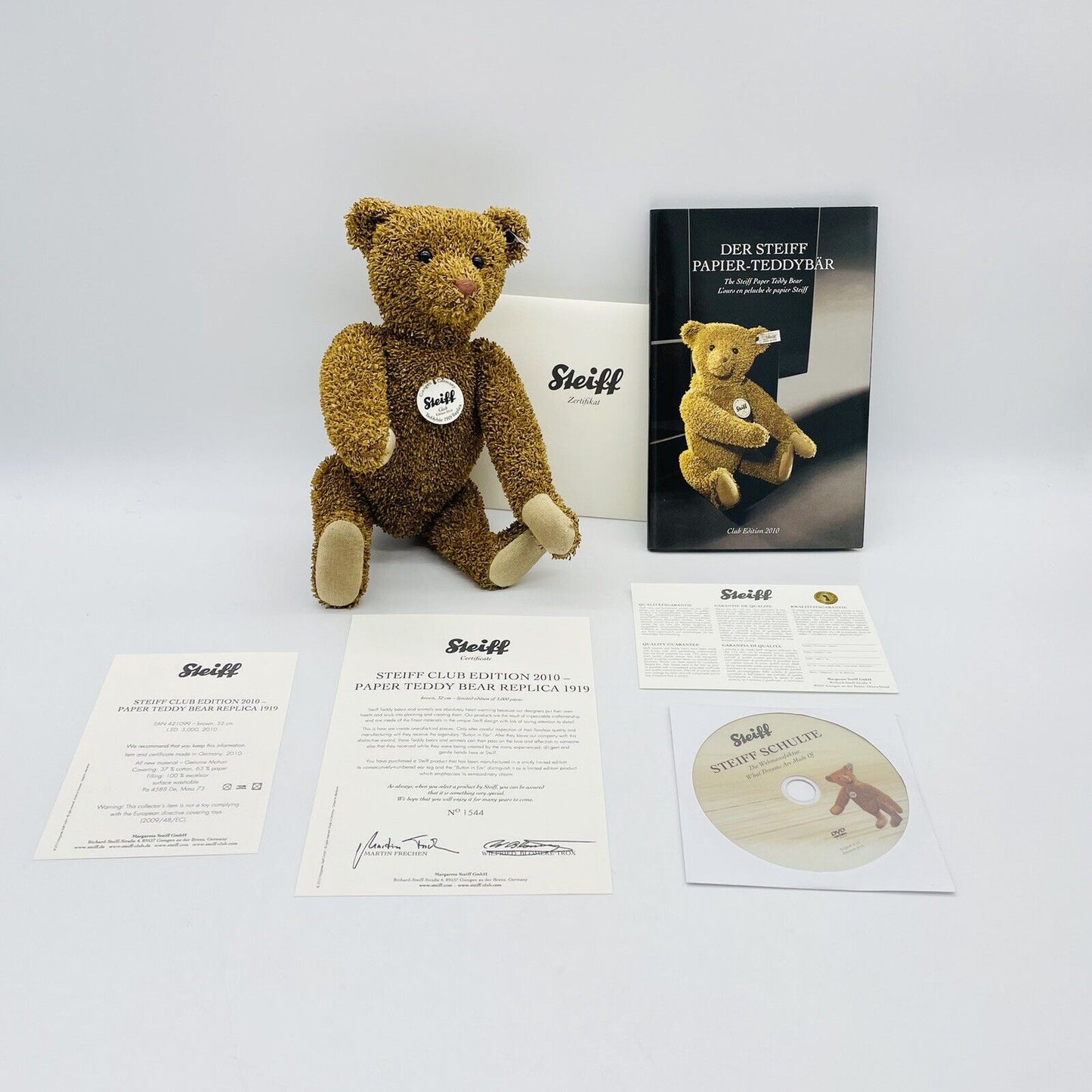 Steiff Club Edition 2010 Papierteddybär 1919 Replica 421099 limitiert 3000