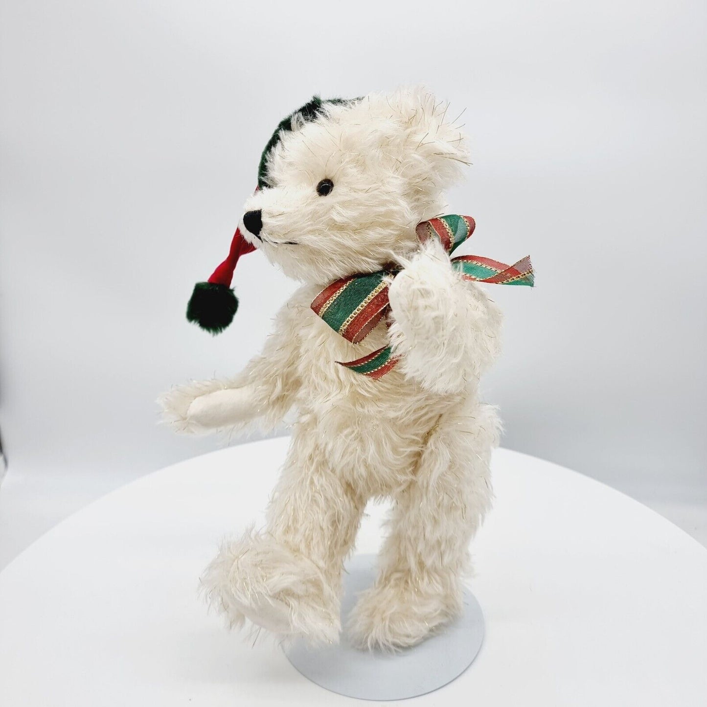 Teddy Hermann Weihnachtsteddybär mit Aufziehspielwerk weiß-gold 34 cm