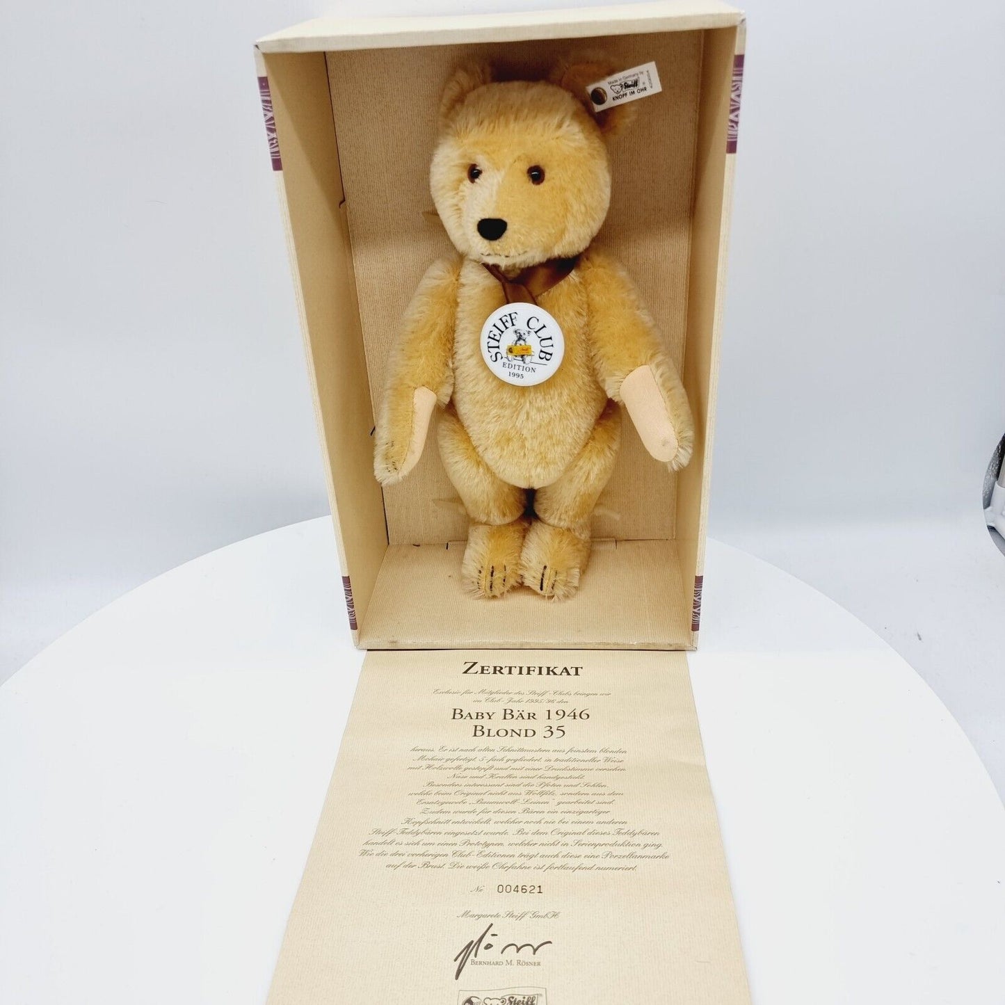 Steiff 420054 Club Edition Baby Bär blond 35cm 1995 limitiert Zertifikat