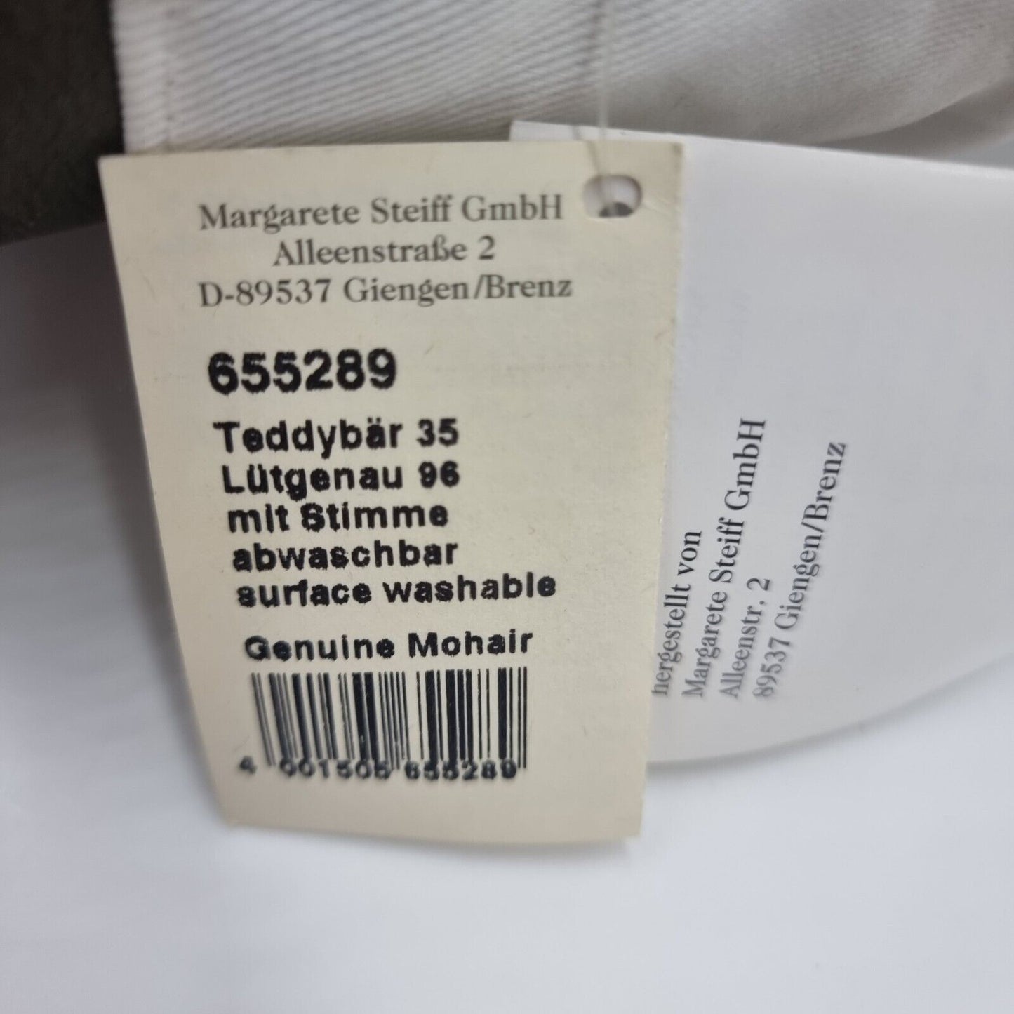 Steiff 655289 Teddybär Stahlkocher 35 cm Lütgenau 1996 mit Stimme limitiert 1500