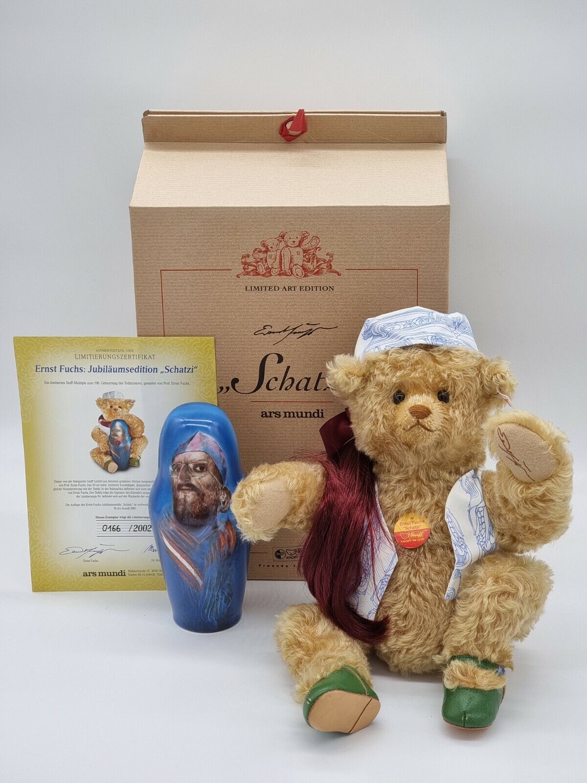 Steiff Teddybär Ernst Fuchs Schatzi Ars Mundi EAN 994609 Zertifikat OVP L.E.D