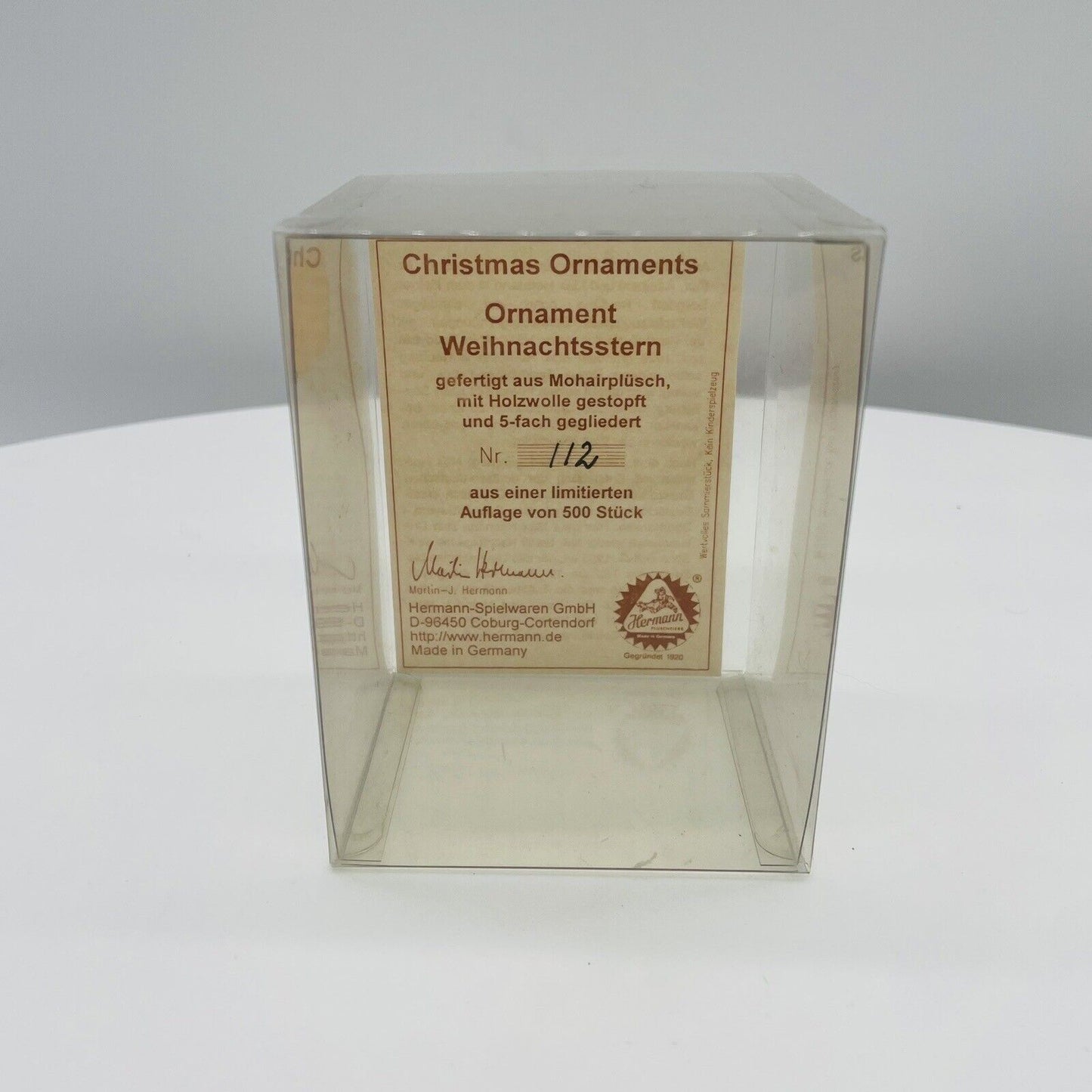 Hermann Coburg Ornament Poinsettia Weihnachtsstern limitiert 500 11cm Mohair