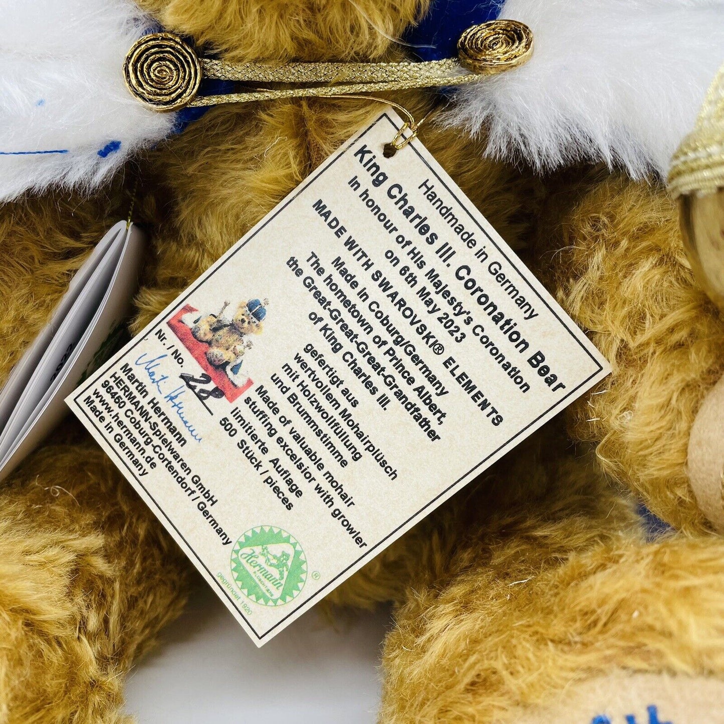 Hermann Coburg Teddybär King Charles III. Coronation Bear limitiert 500 aus 2023