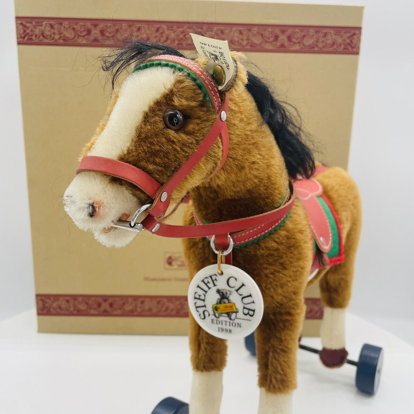 Steiff Pferd auf Rädern 420146 Club Edition 1998/1999 limitiert 35cm Mohair