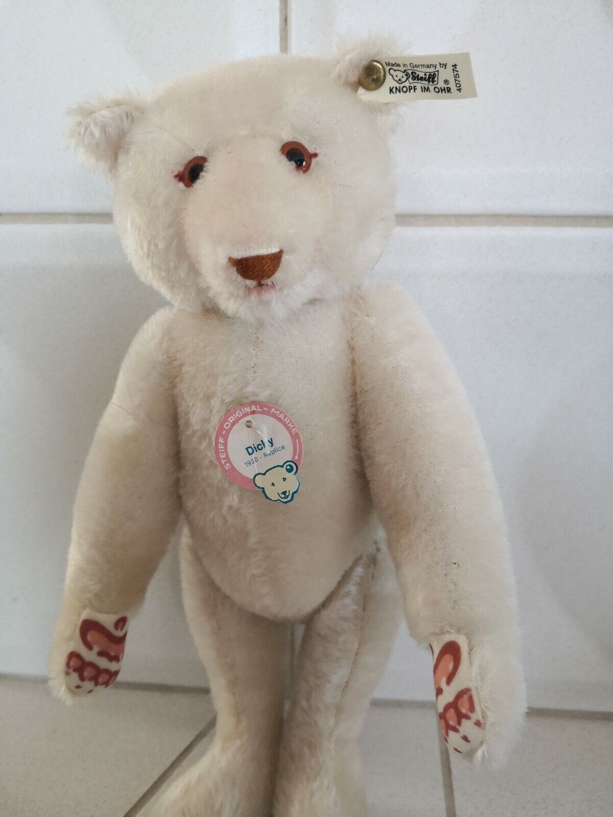 Steiff Bär DICKY 1930 WEISS 33, 05278 Replica 1992 Art.Nr.407574 Limited 7000 St