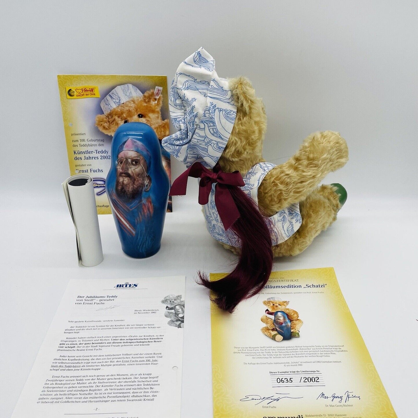 Steiff Ernst Fuchs Schatzi mit Babuschka 994609 limitiert 2002
