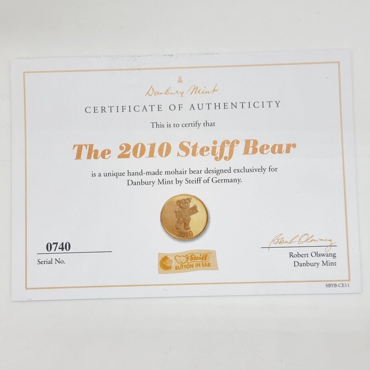 Steiff Danbury Mint 638452 Teddybär Year Bear 2010 limitiert 2010 30cm Mohair