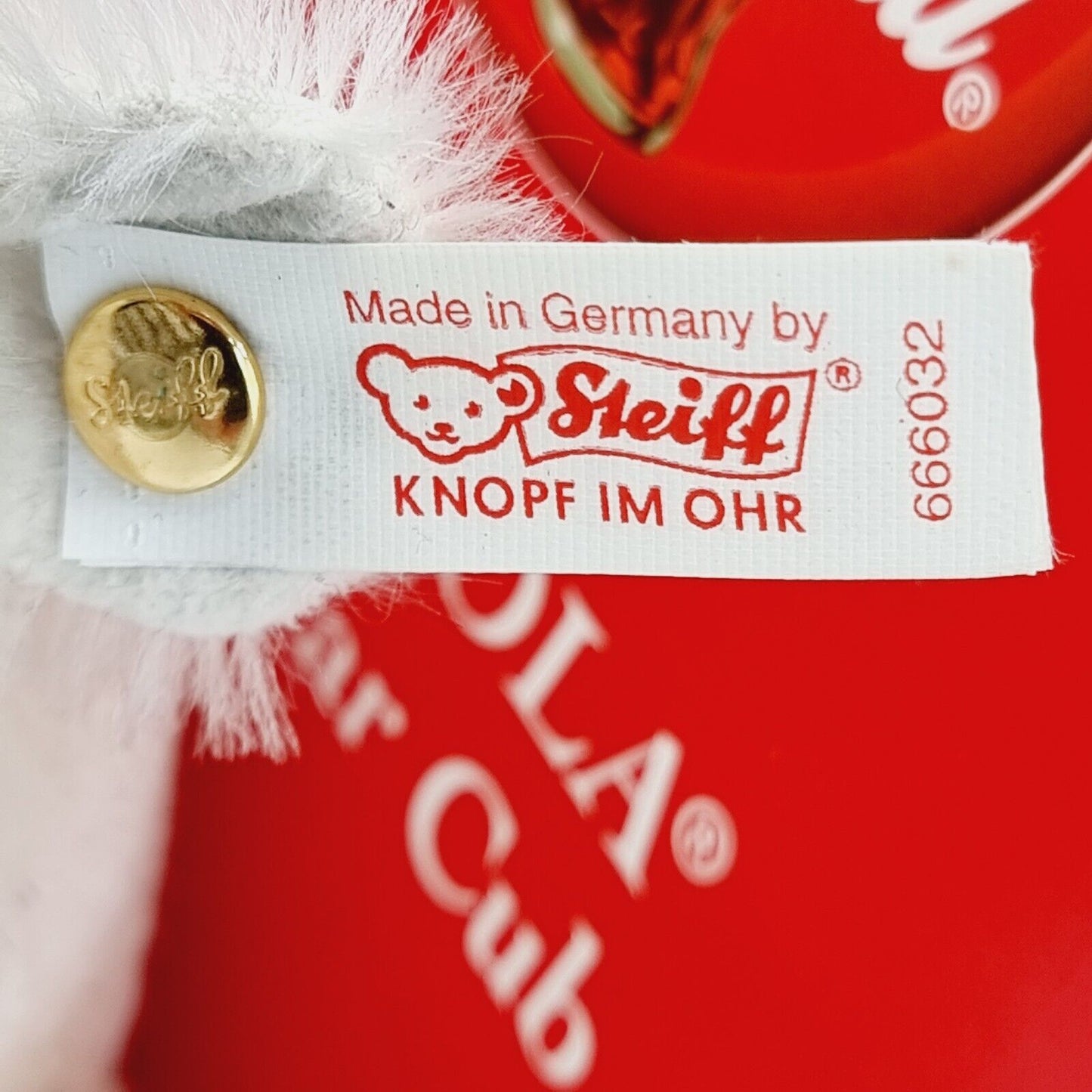 Steiff 666032 Coca-Cola Polar Bear Cub weiß mit roter OVP limitiert Jahr 2000