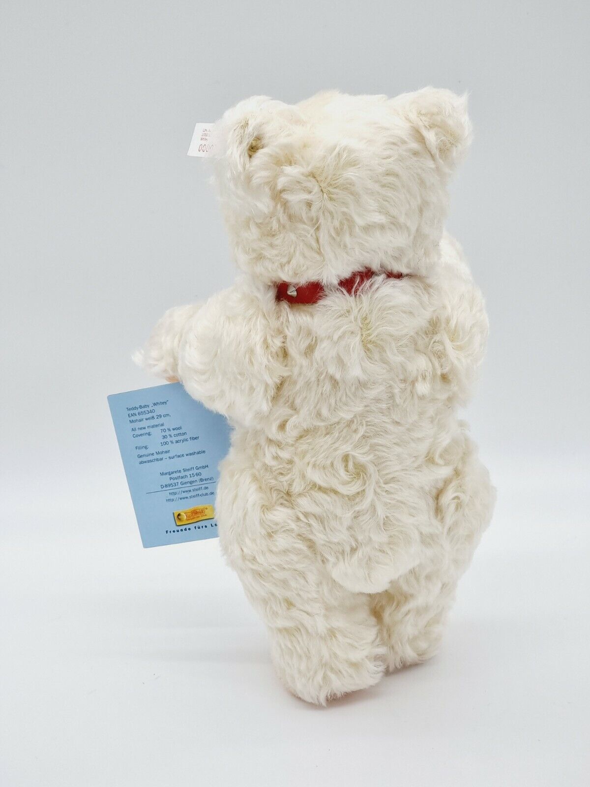 Nummer 00001 - Steiff Teddybär Baby Whitey 29 cm 655340 Zertifikat Festival 1998