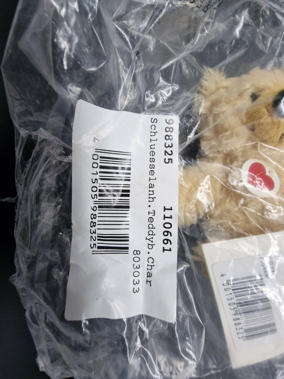 STEIFF Teddybär Schlüsselanhänger Plüsch Charly 12 cm NEU Herz KFS Knopf im Ohr