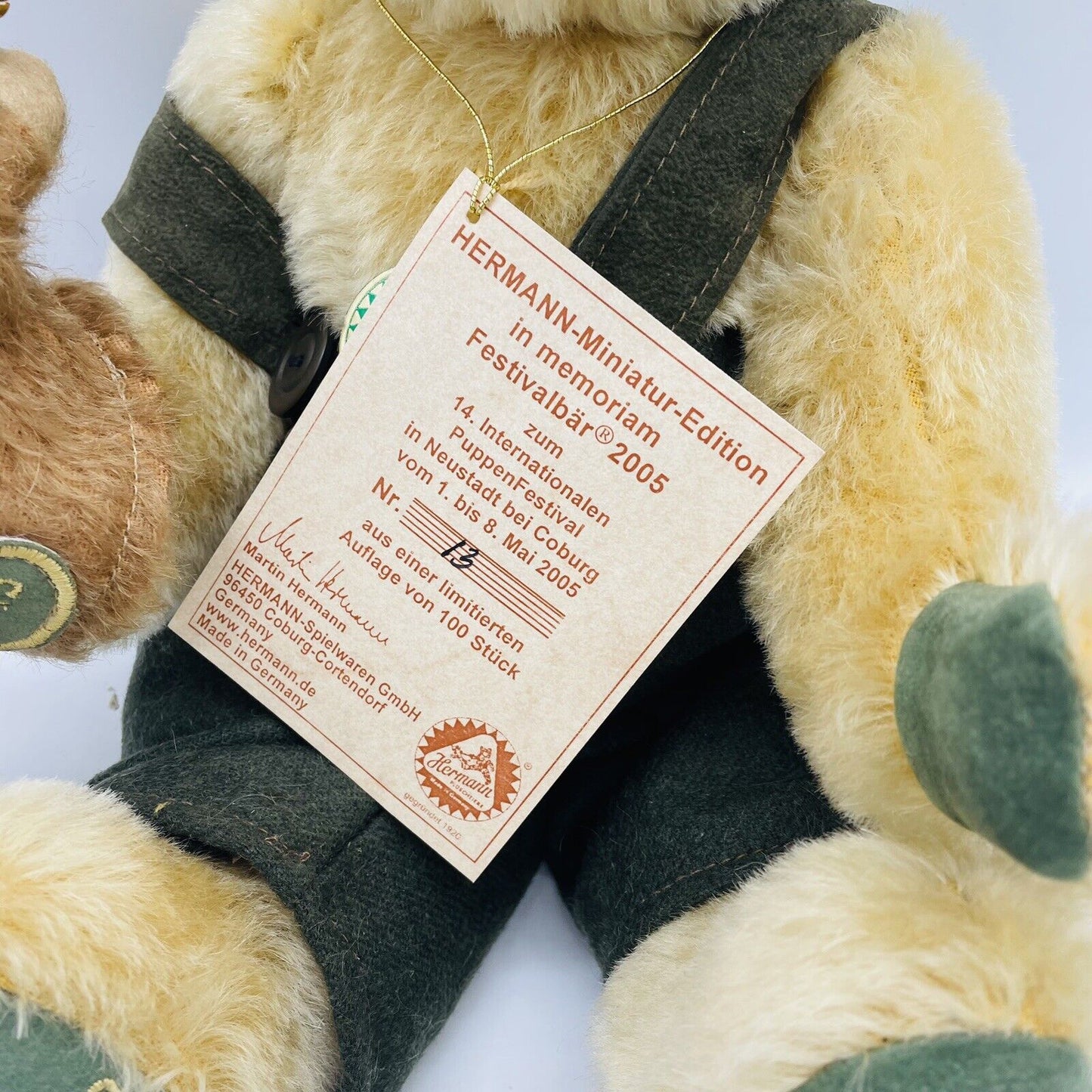 Hermann Coburg Festival Bär 2005 mit Handpuppe Harlekin limitiert 100 Nr. 7