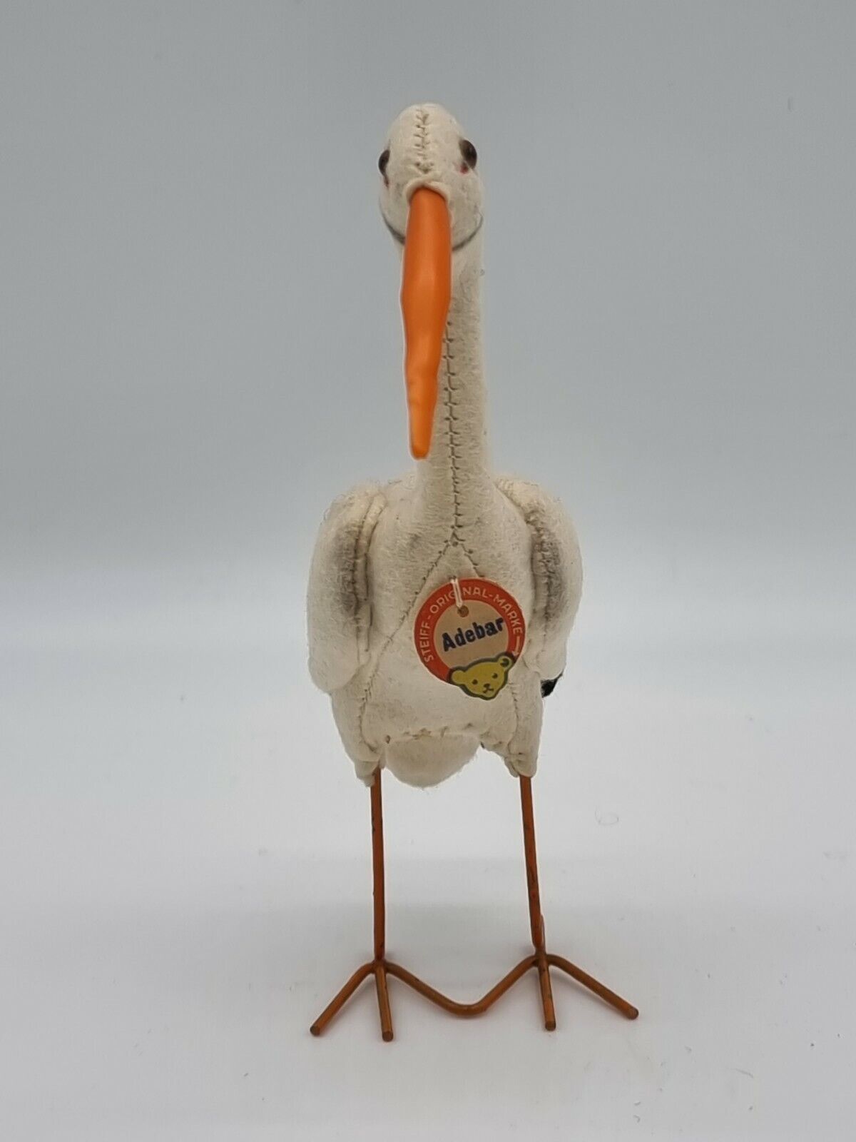 Steiff Storch Adebar 1961 - 1967 Tier Filz 17 cm 1017,00 Knopf Fahne Schild KFS