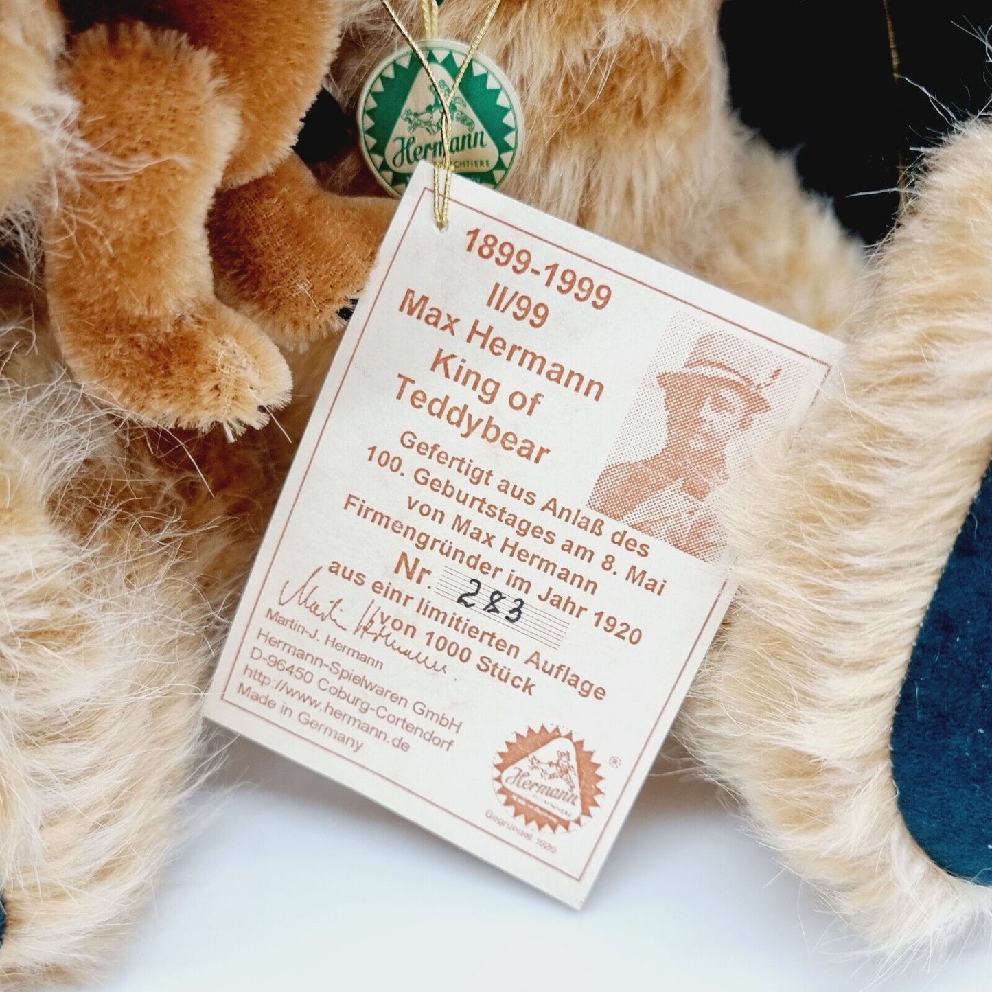 Hermann Coburg Teddybär Max Hermann König der Teddybären limitiert 1000 Mohair