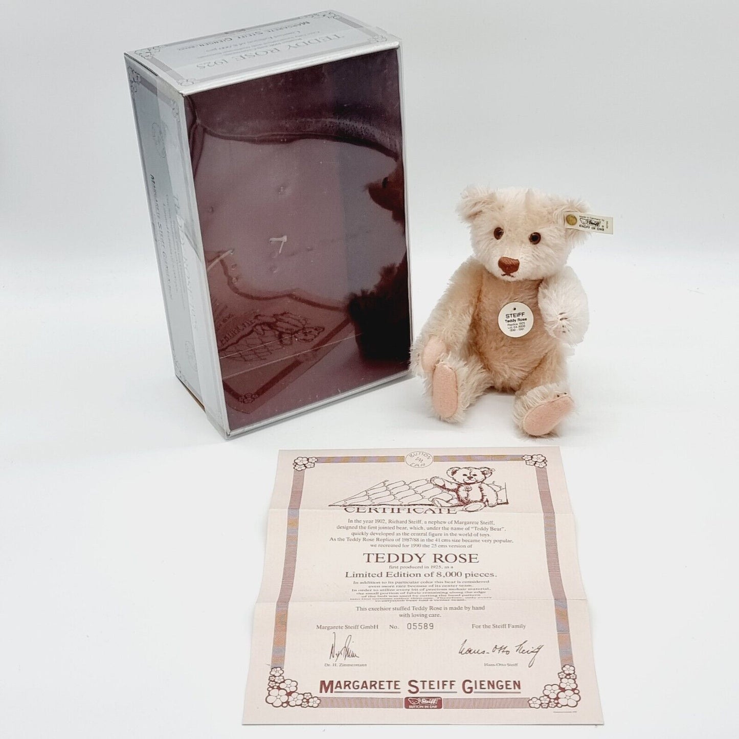 Steiff TeddyBär 407154 Rose 25 cm. Mit Ovp & Zertifikat. Top Zustand