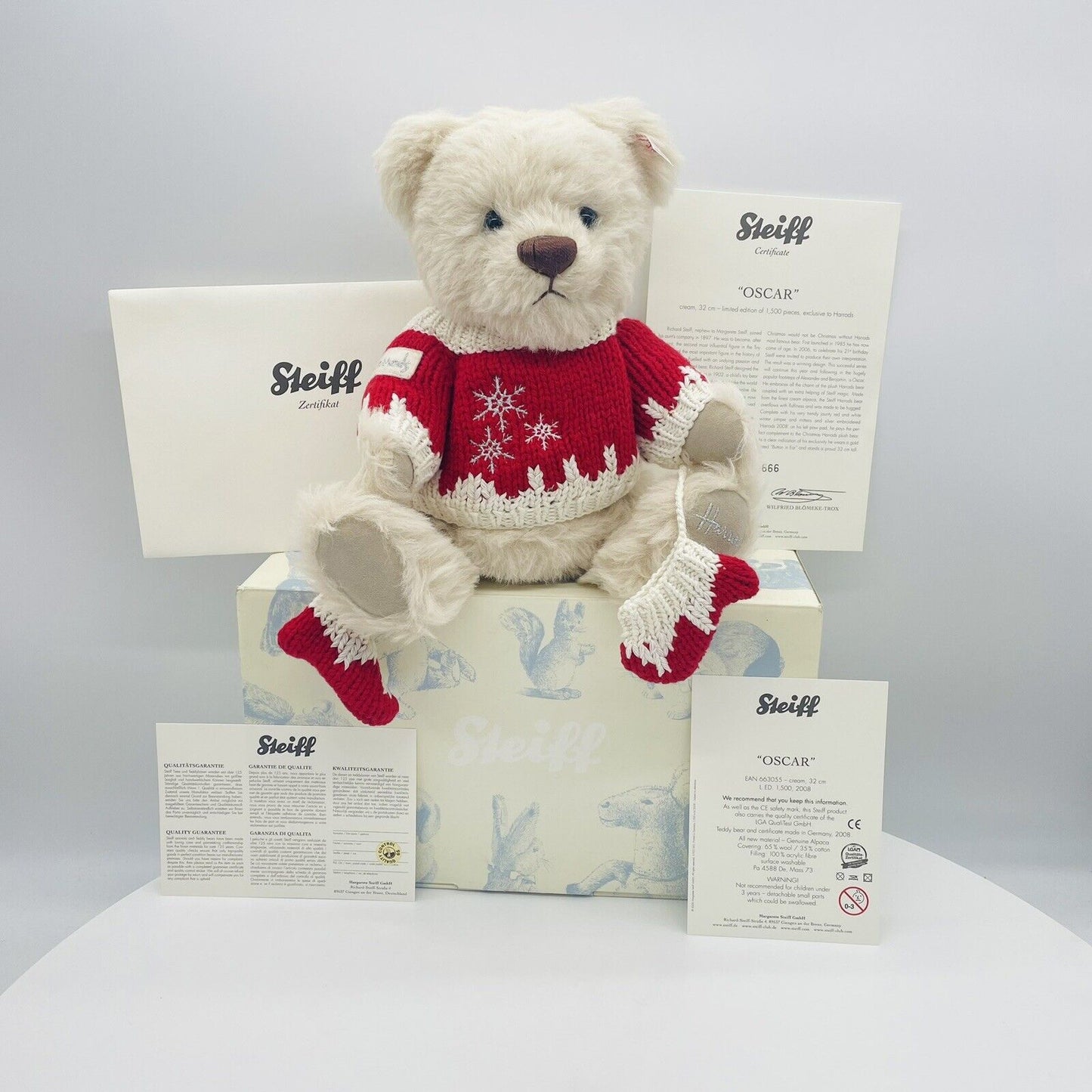 Steiff Teddybär Oscar für Harrods 663055 limitiert 1500 aus 2008 Alpaca 32cm